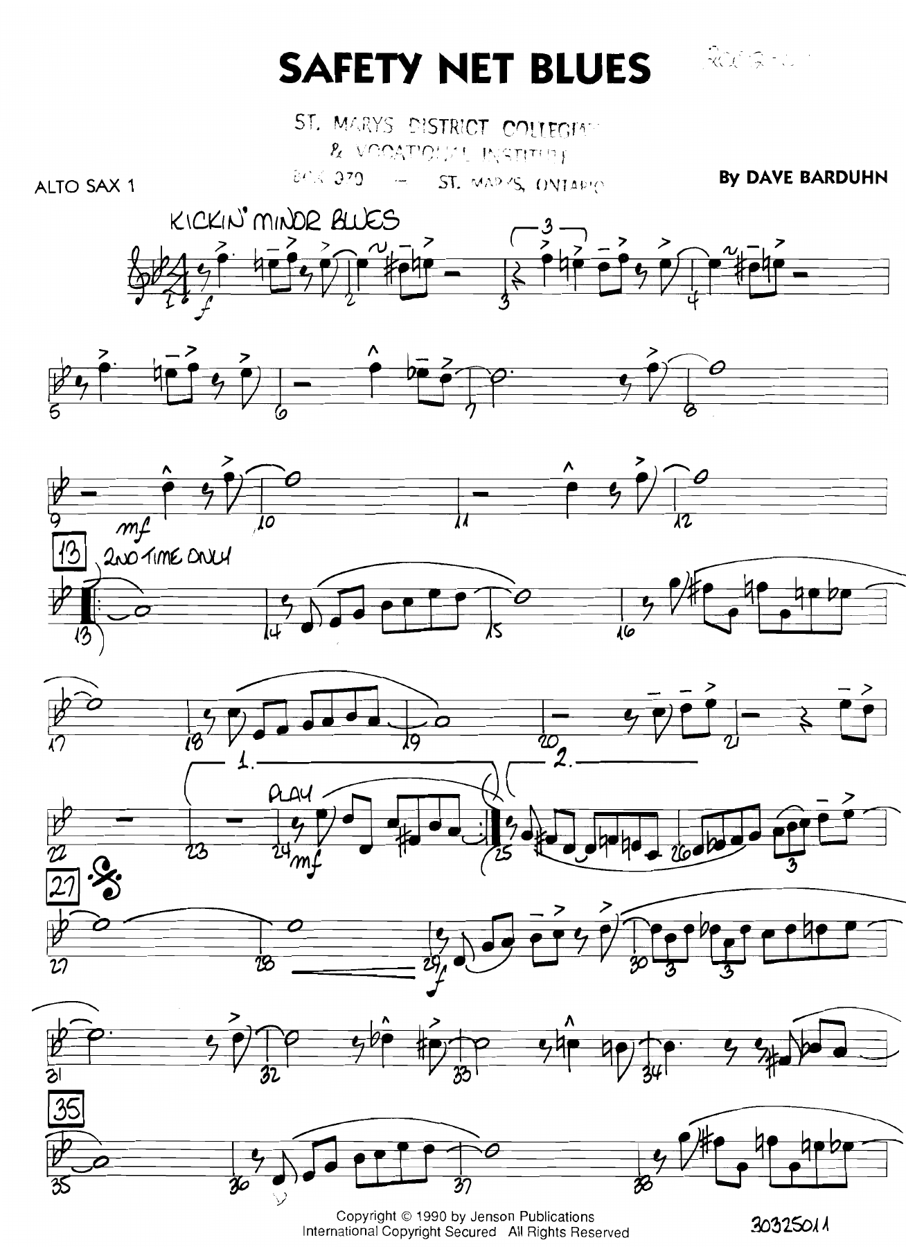 Safety Net Blues — sheet music cover (first page)