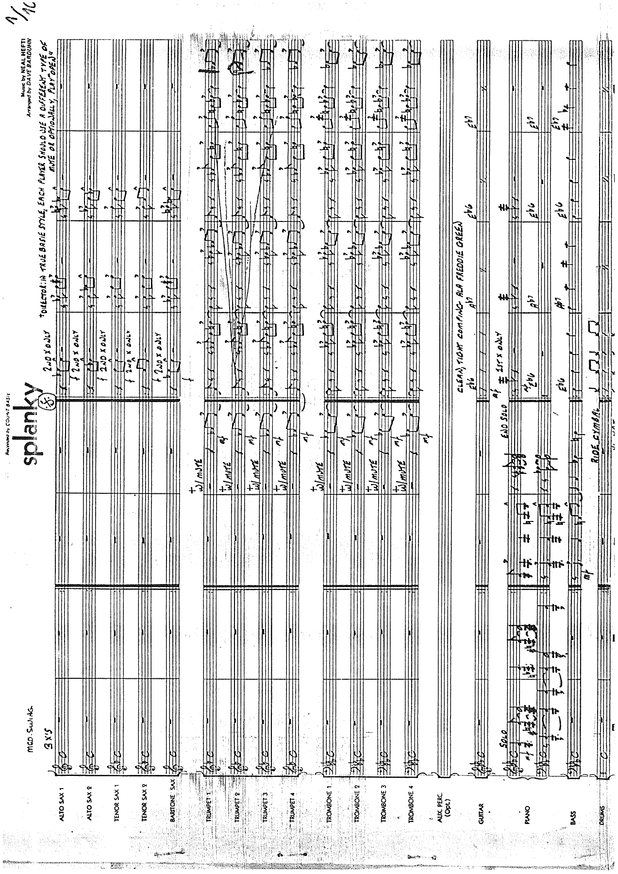 Splanky (D.Bardhun) C.Basie — Big Band sheet music arranged by Dave Barduhn | Jazz Standard