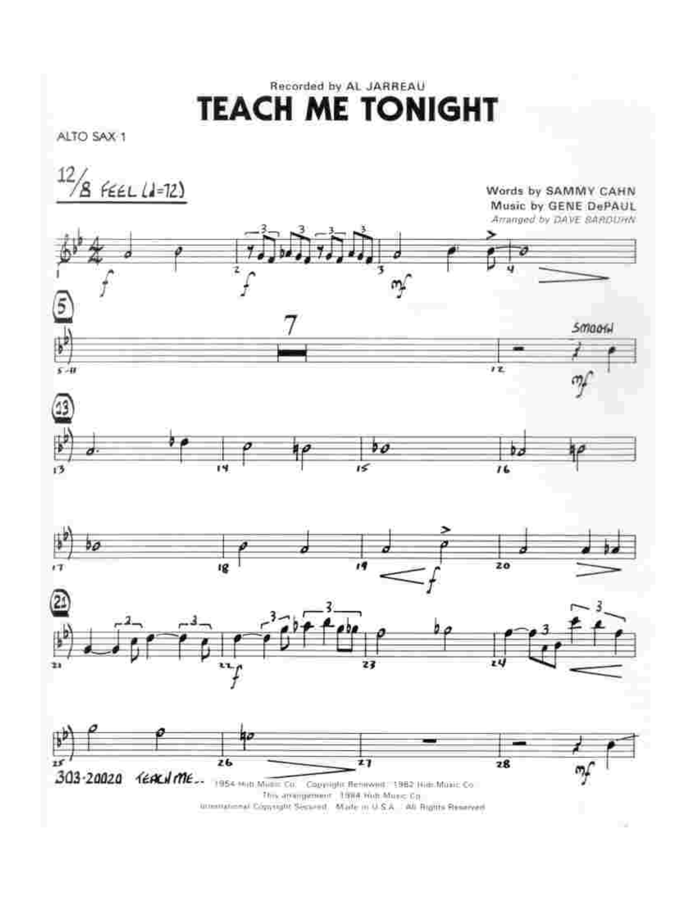 Teach Me Tonight — sheet music cover (first page)