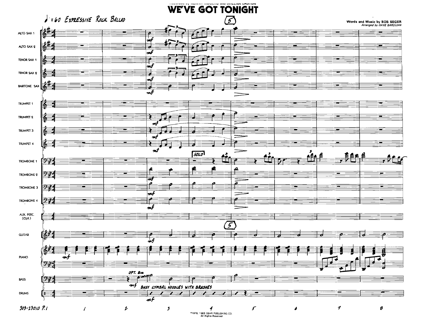 We've Got Tonight — sheet music cover (first page)