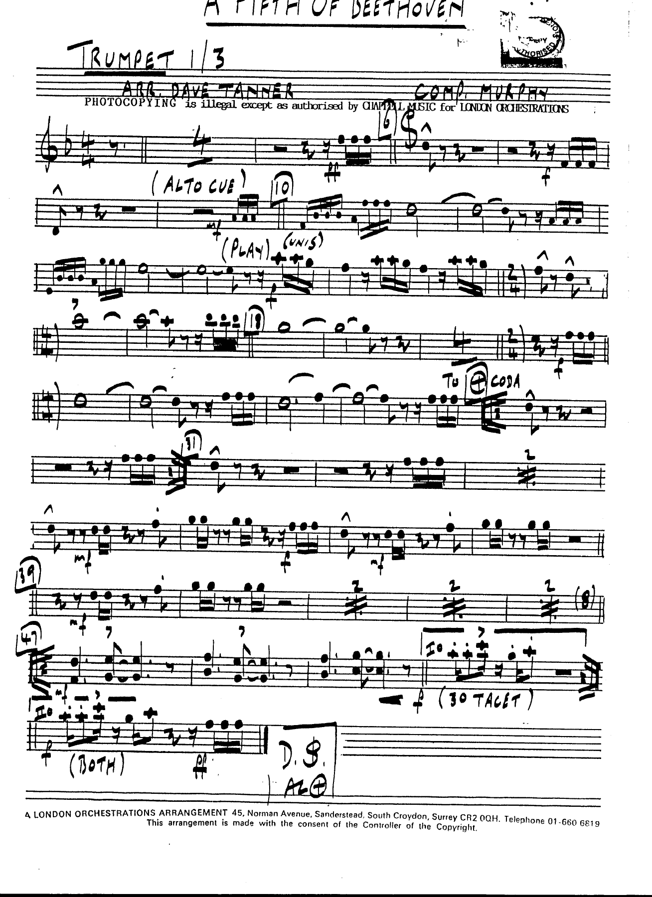 A Fifth Of Beethoven — sheet music preview