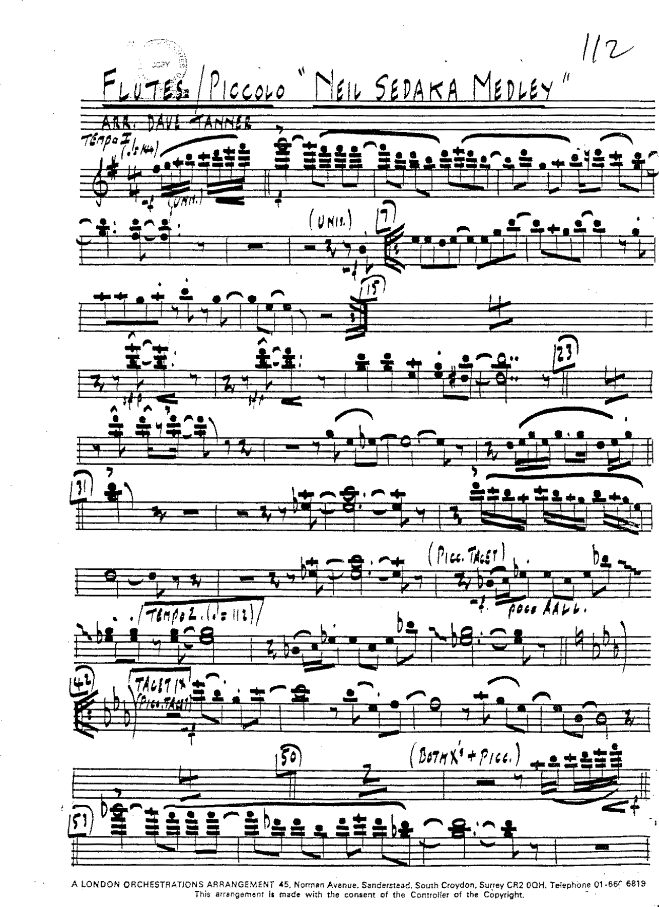 Neil Sedaka Medley — sheet music preview