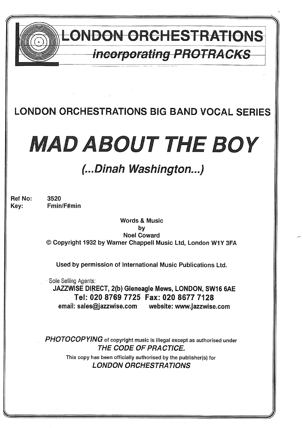 Mad About The Boy — sheet music cover (first page)
