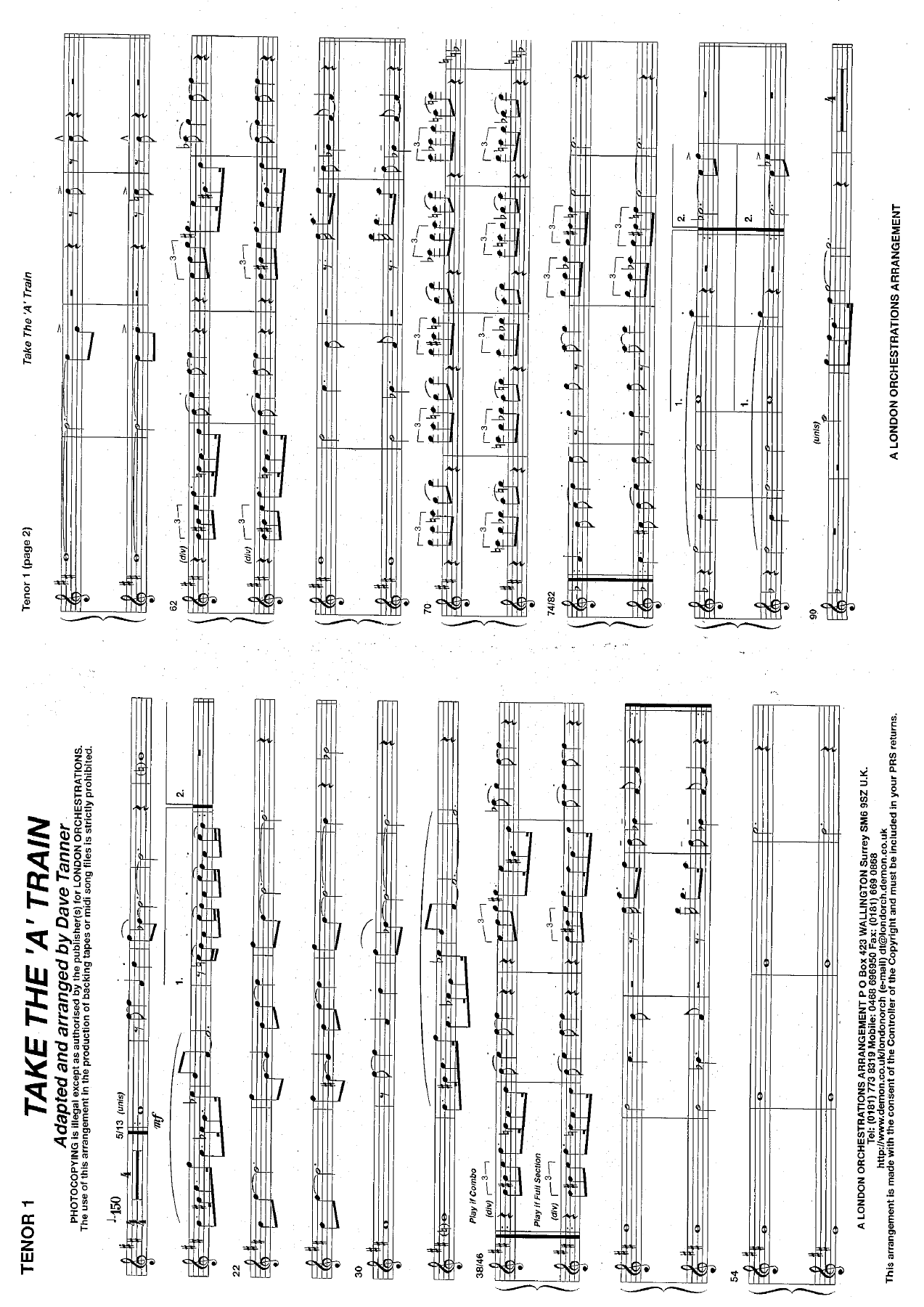 Take The 'A' Train — sheet music cover (first page)