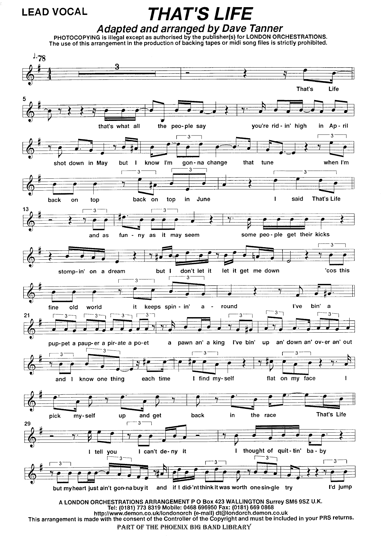 That's Life (D.Tanner) F.Sinatra — ビッグバンド sheet music by Dave Tanner | Jazz Standard