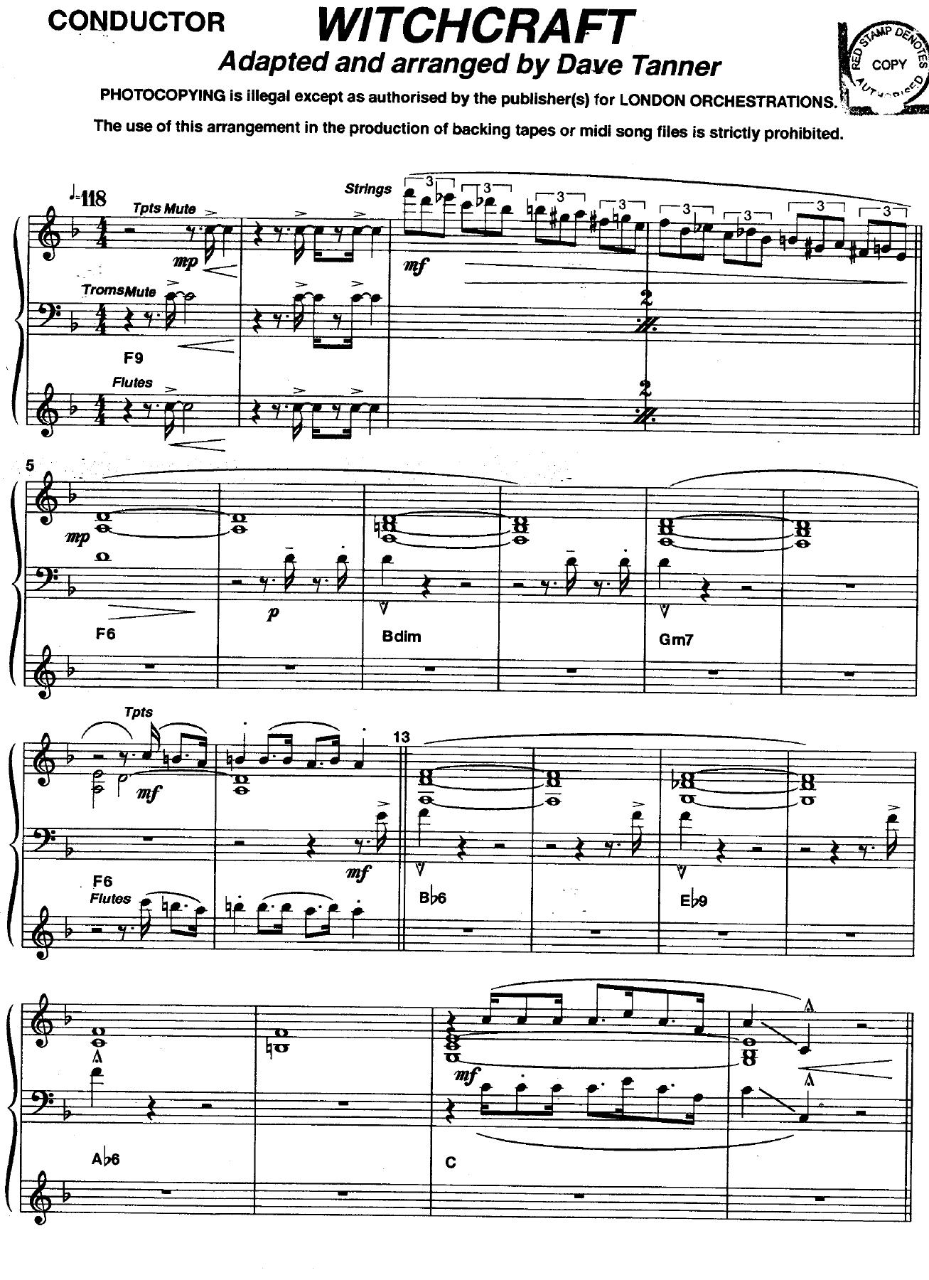 Witchcraft — sheet music cover (first page)