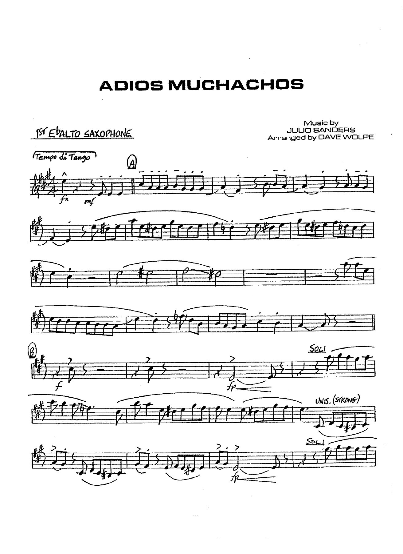Adios Muchachos — sheet music cover (first page)
