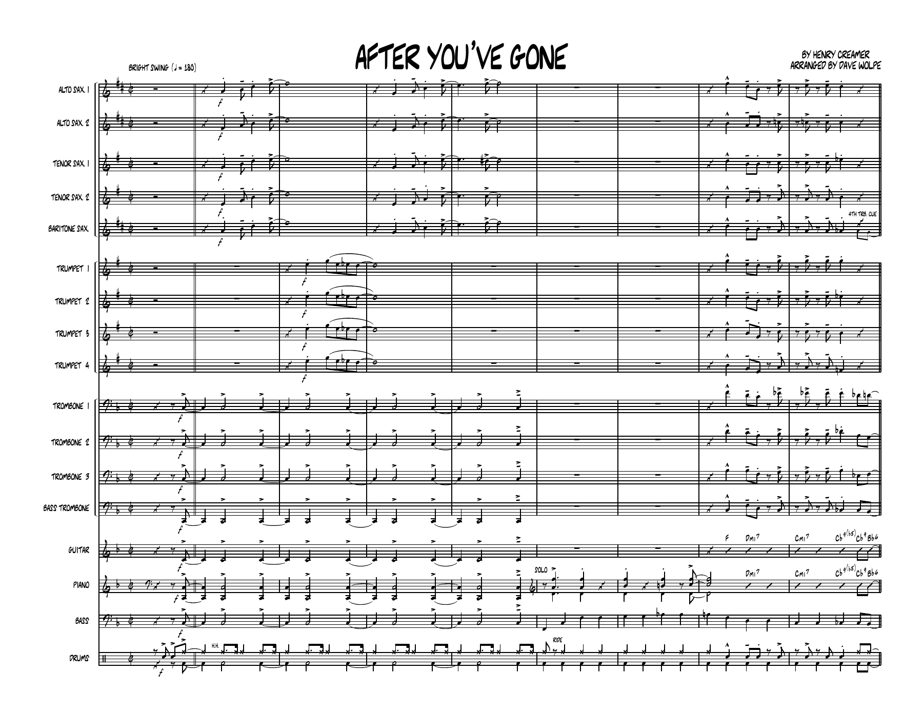 After You've Gone — sheet music cover (first page)
