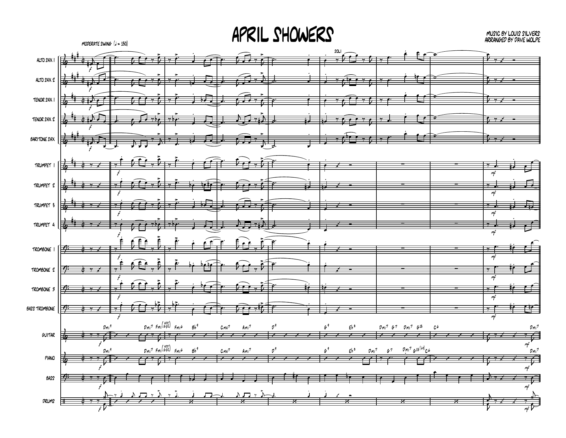 April Showers — sheet music cover (first page)