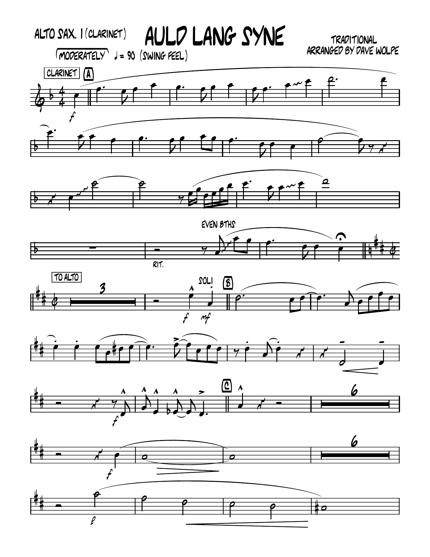 Auld Lang Syne — sheet music cover (first page)