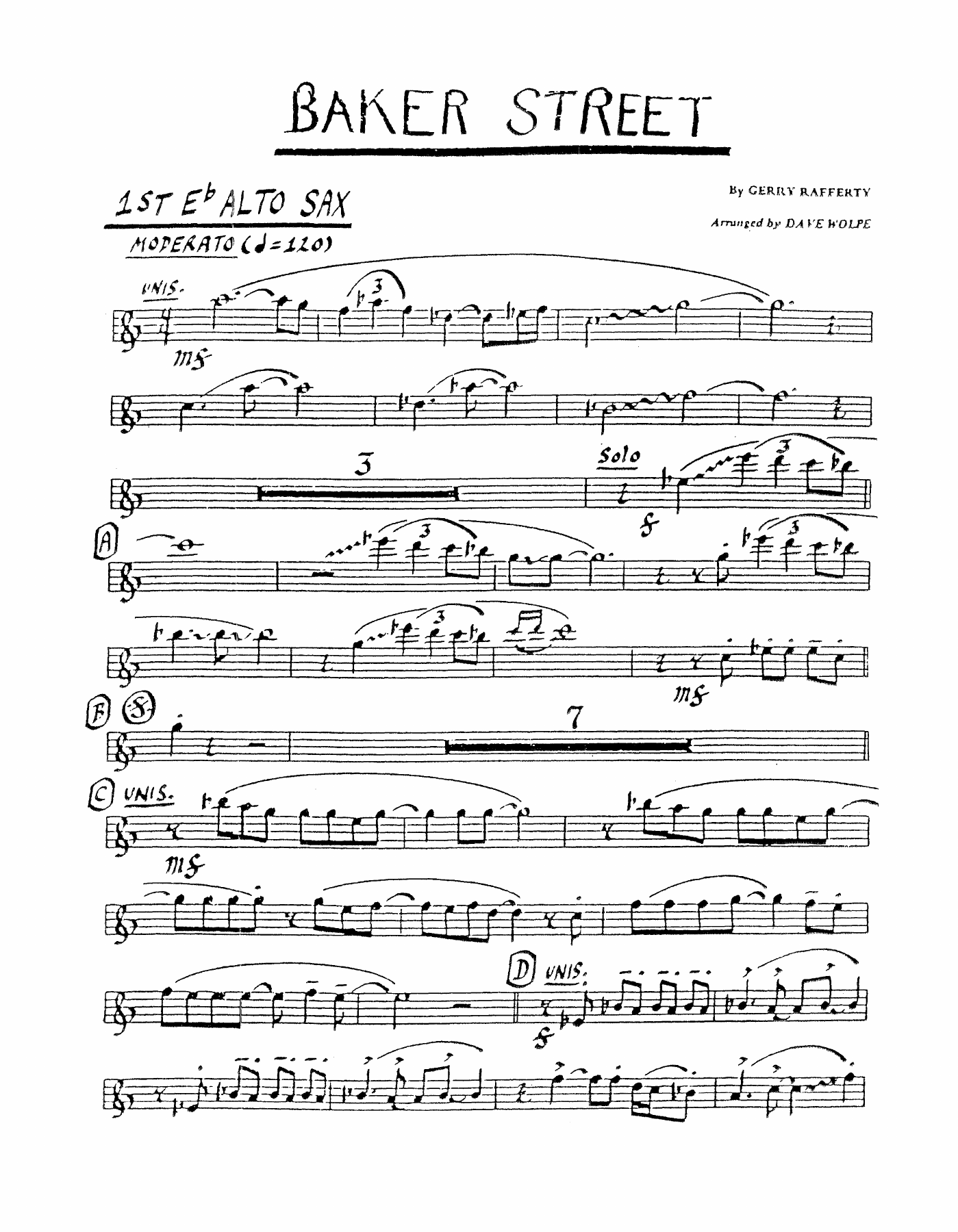Baker Street — sheet music preview