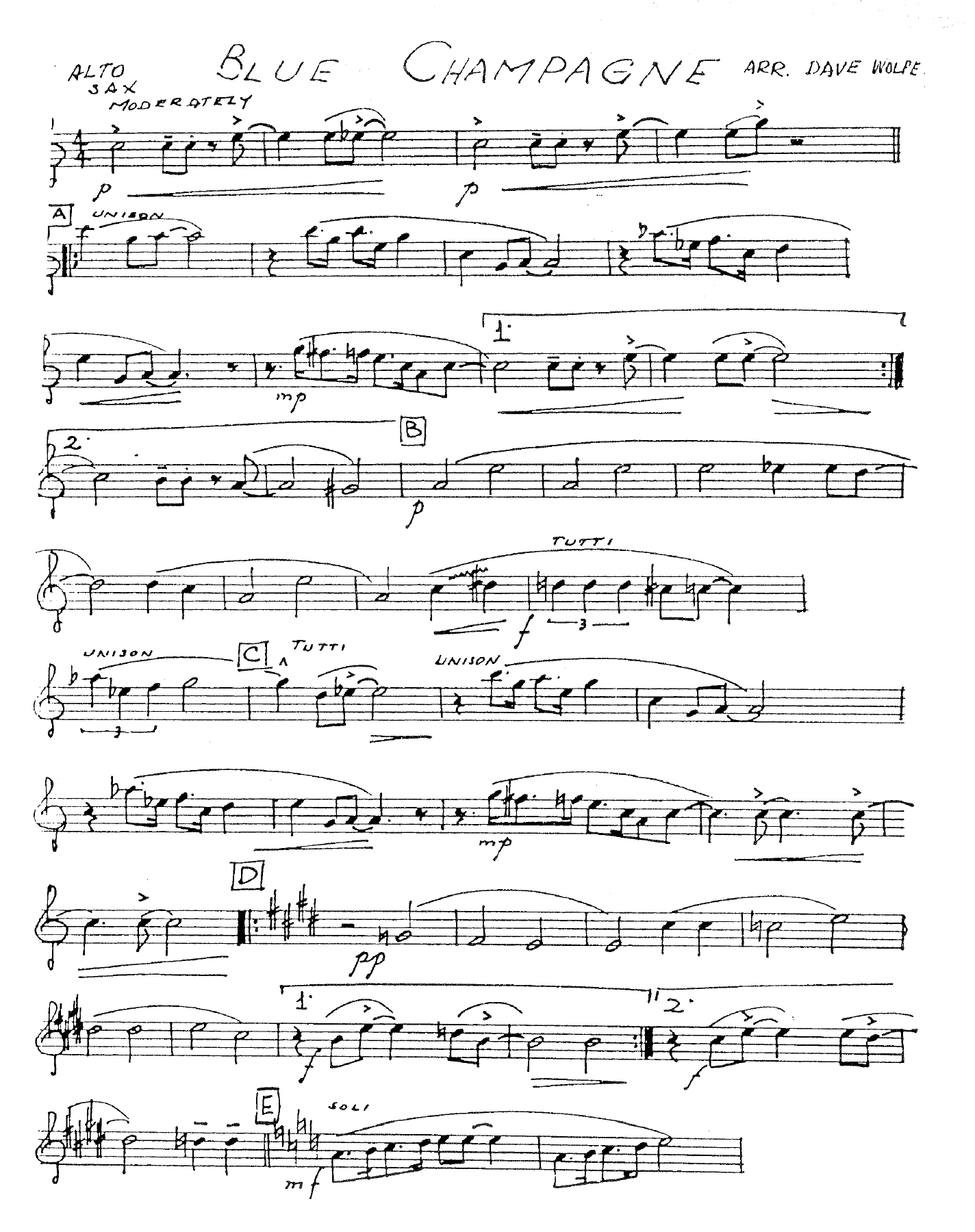 Blue Champagne — sheet music preview