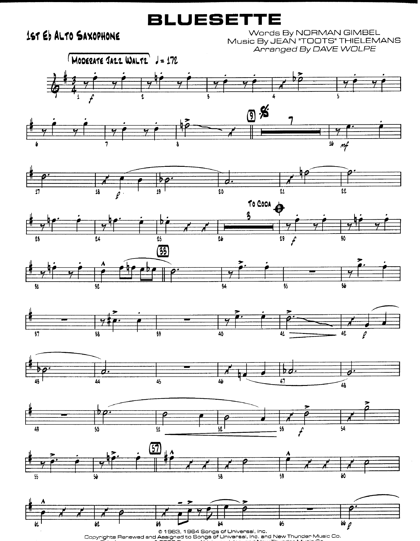 Bluesette — sheet music cover (first page)