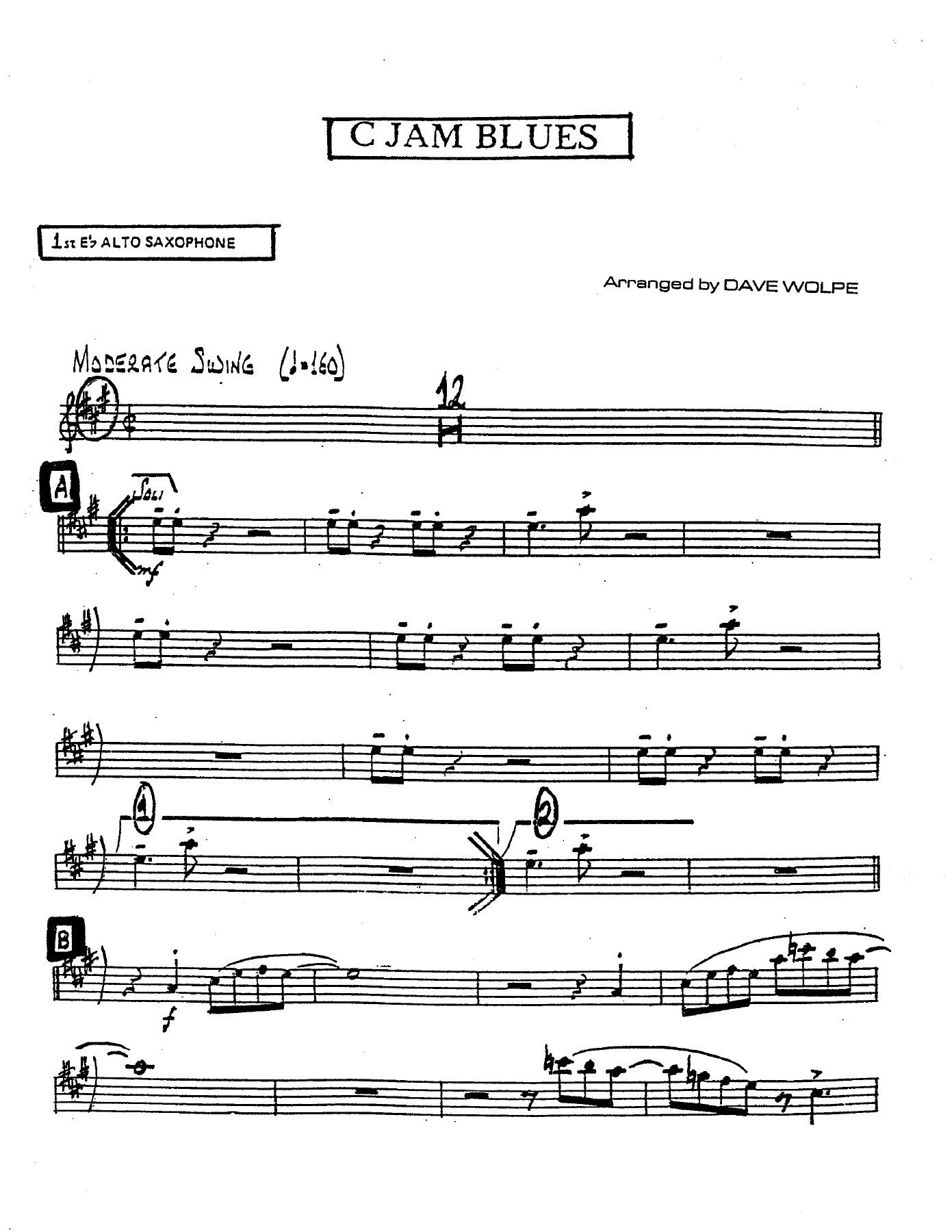 C Jam Blues — sheet music cover (first page)