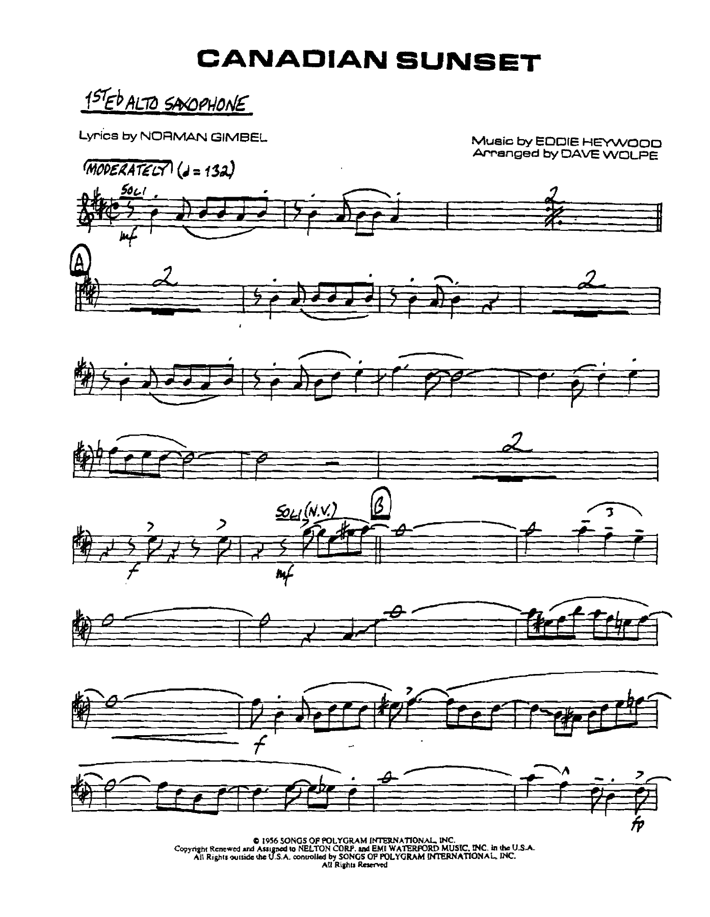Canadian Sunset — sheet music cover (first page)