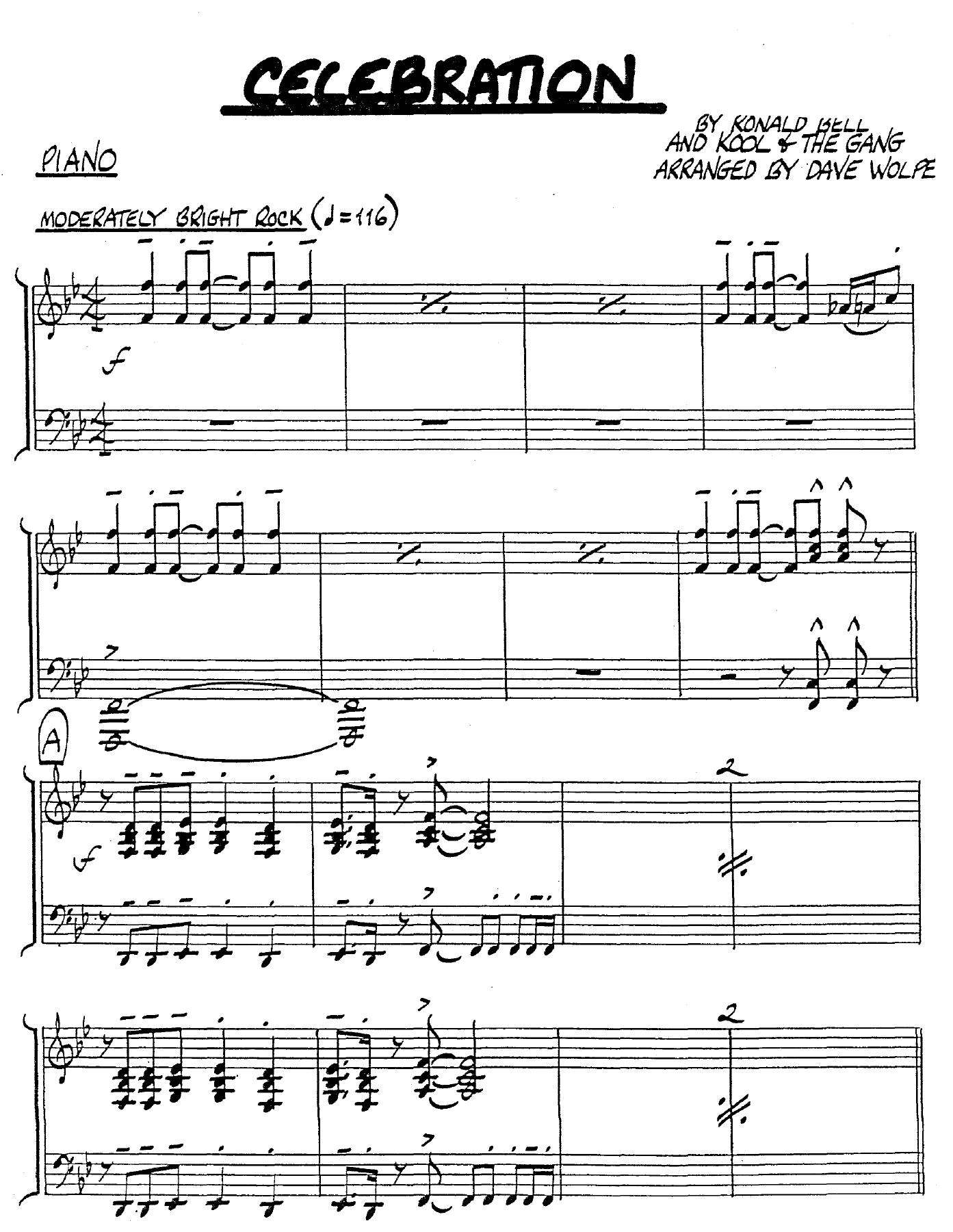 Celebration — sheet music cover (first page)