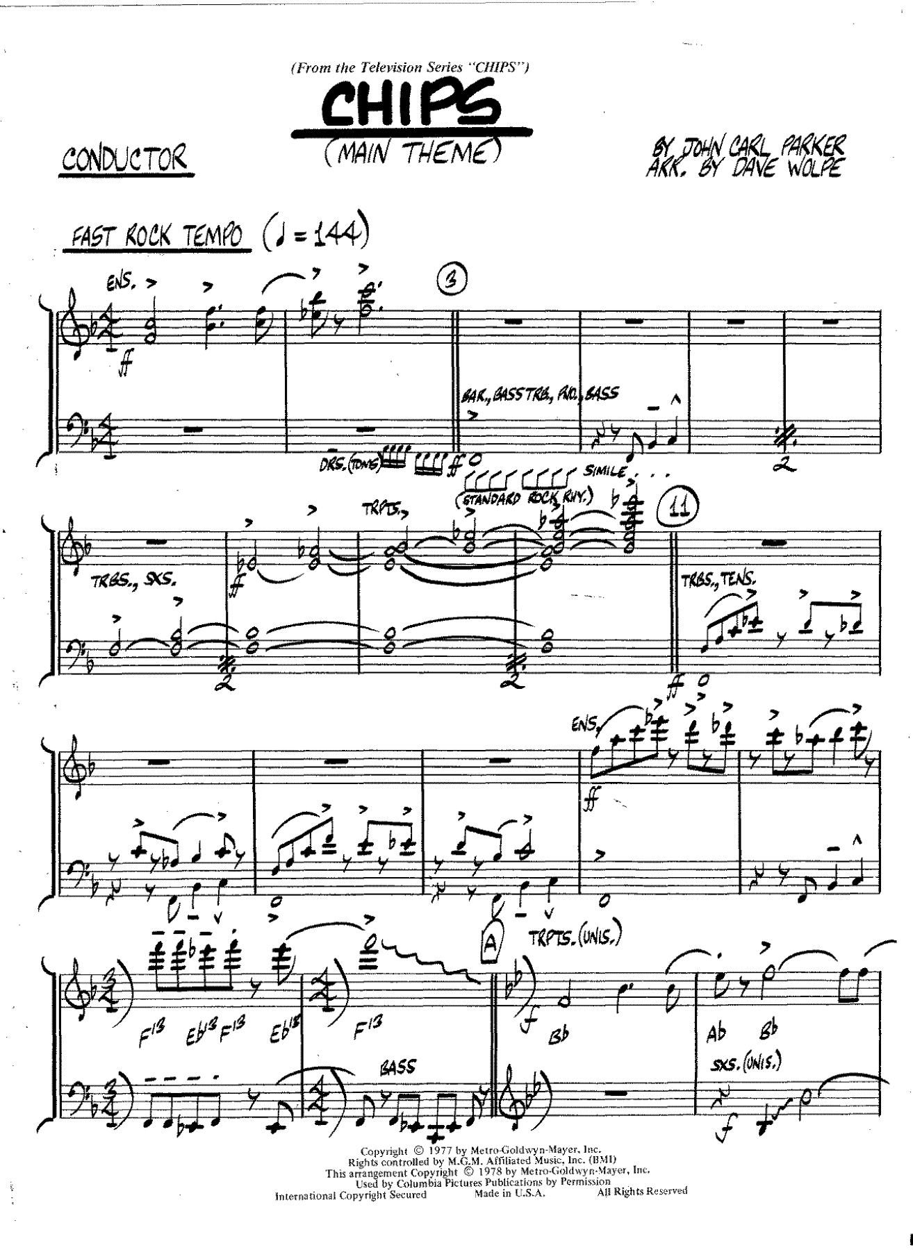 Chips — sheet music cover (first page)