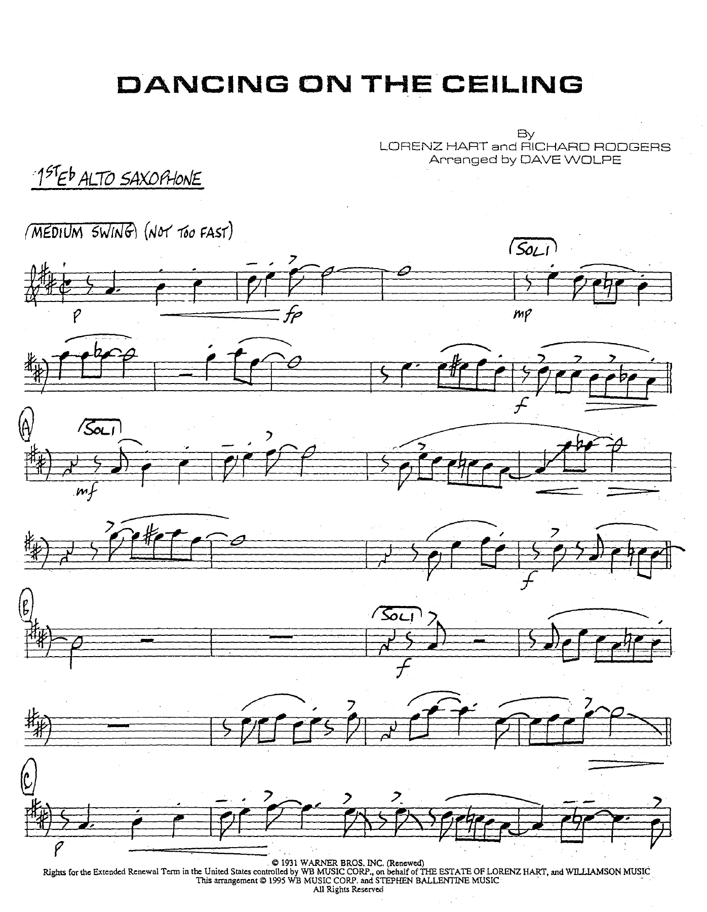 Dancing On The Ceiling — sheet music cover (first page)