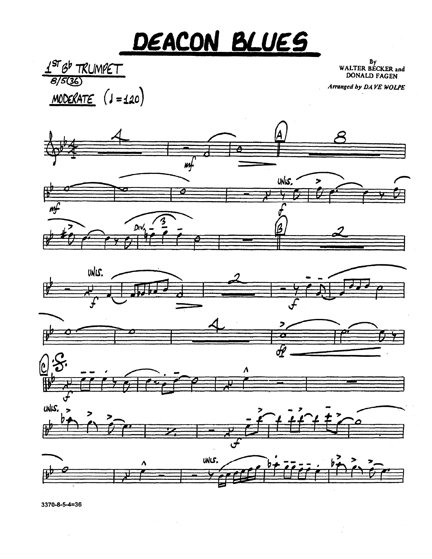 Deacon Blues — sheet music cover (first page)