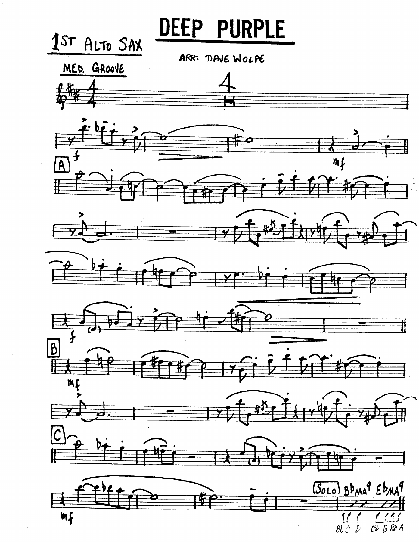 Deep Purple — sheet music cover (first page)