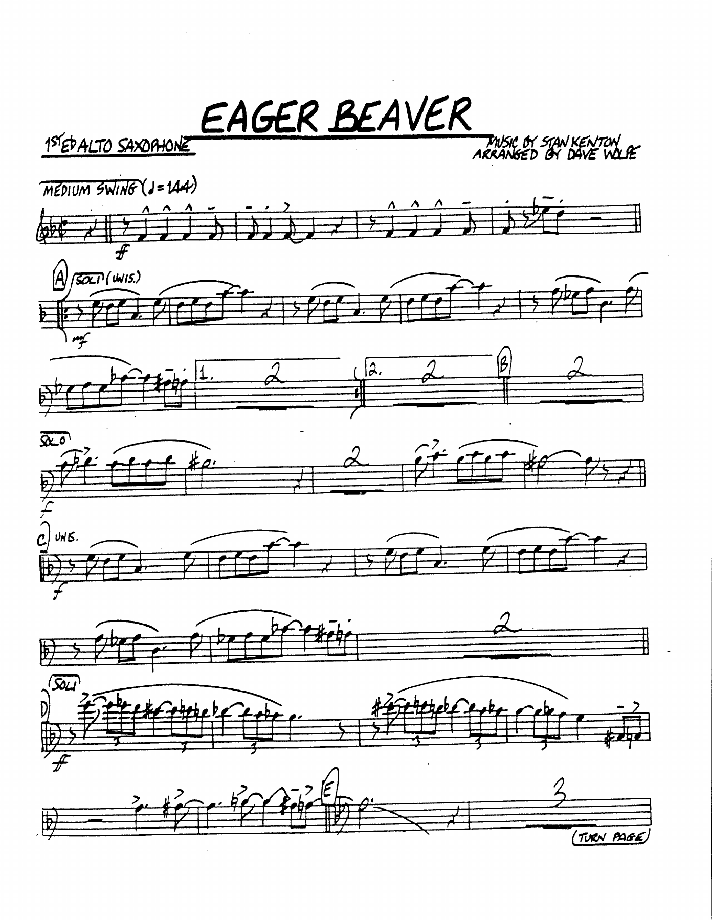 Eager Beaver — sheet music cover (first page)