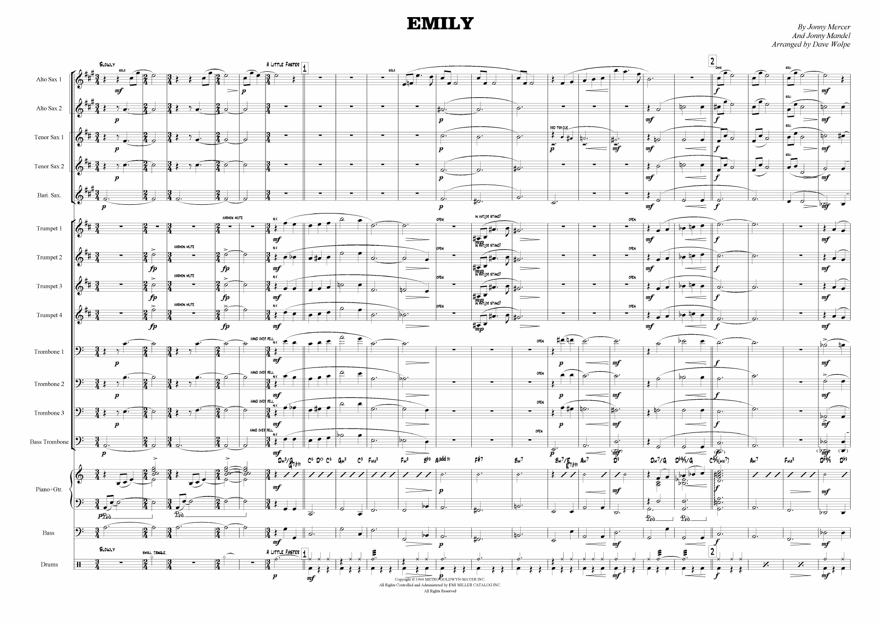 Emily — sheet music cover (first page)