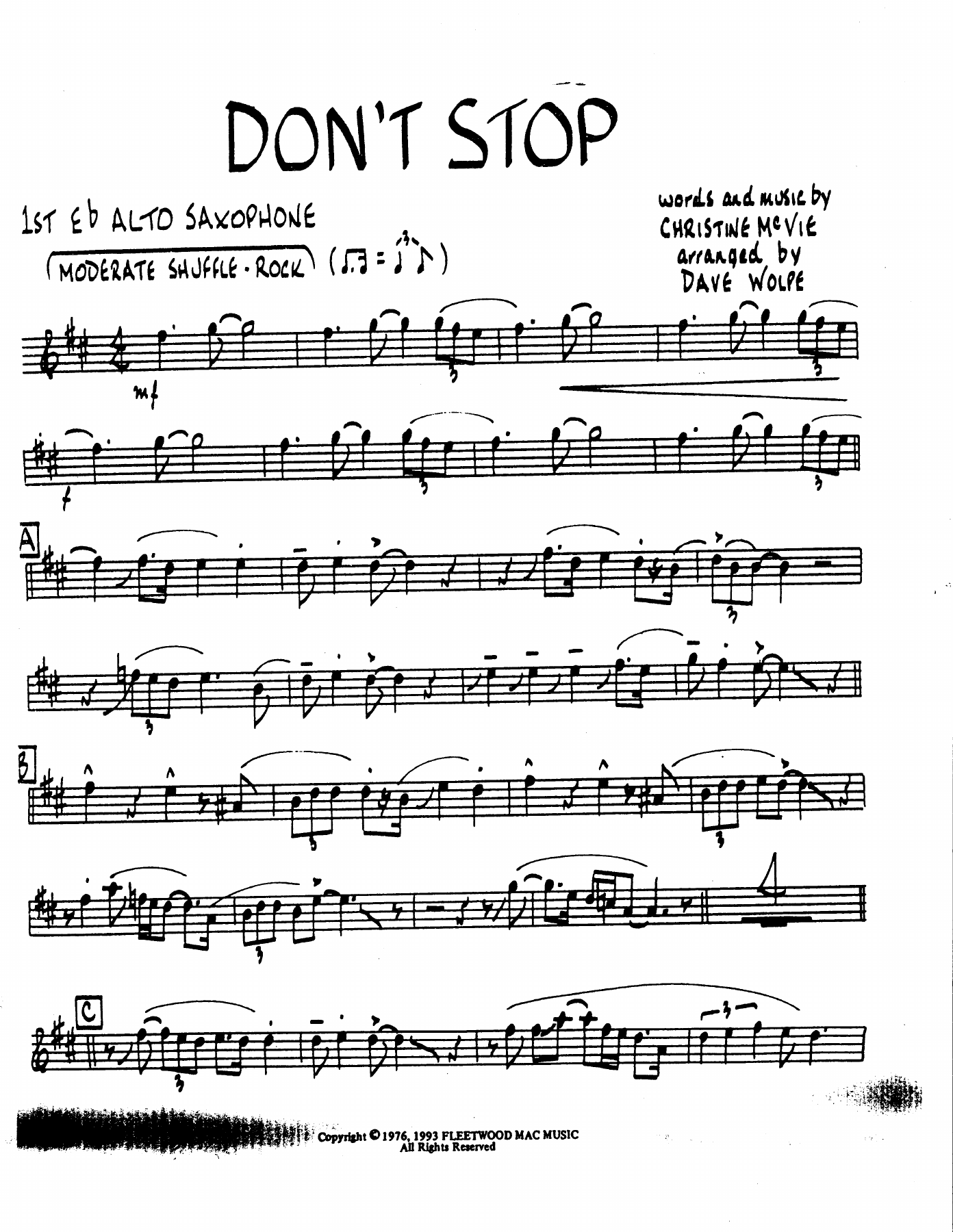 Don't Stop — sheet music cover (first page)