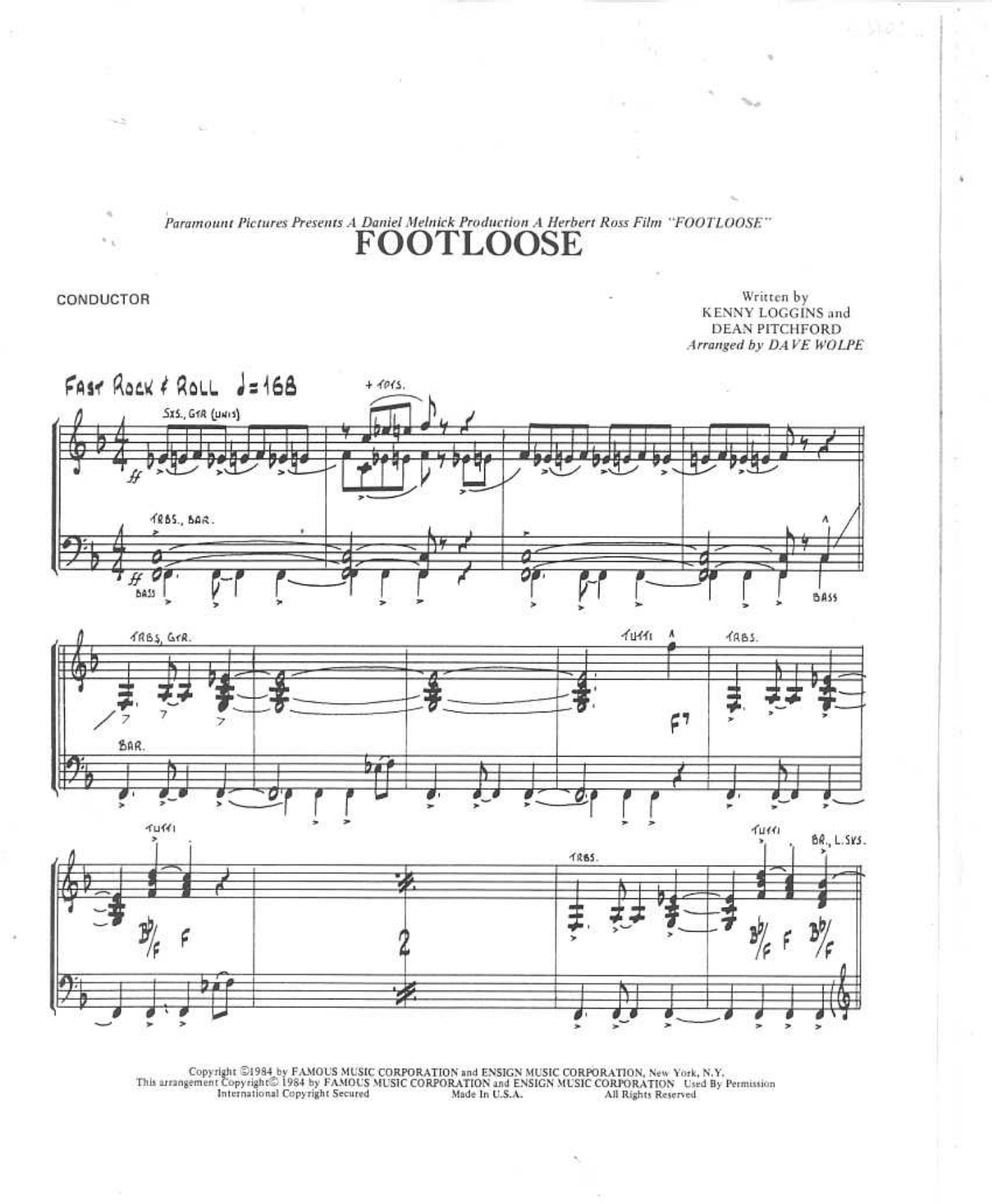 Footloose — sheet music preview