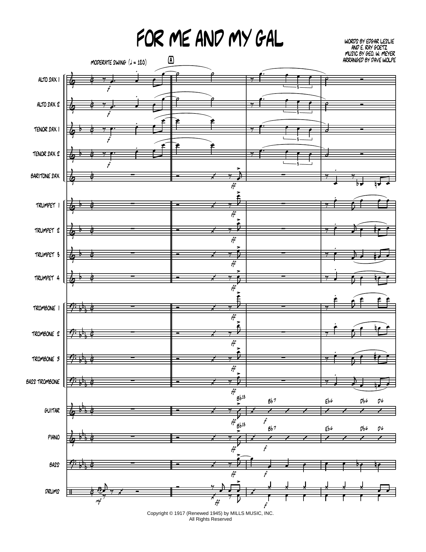 For Me And My Gal — sheet music cover (first page)