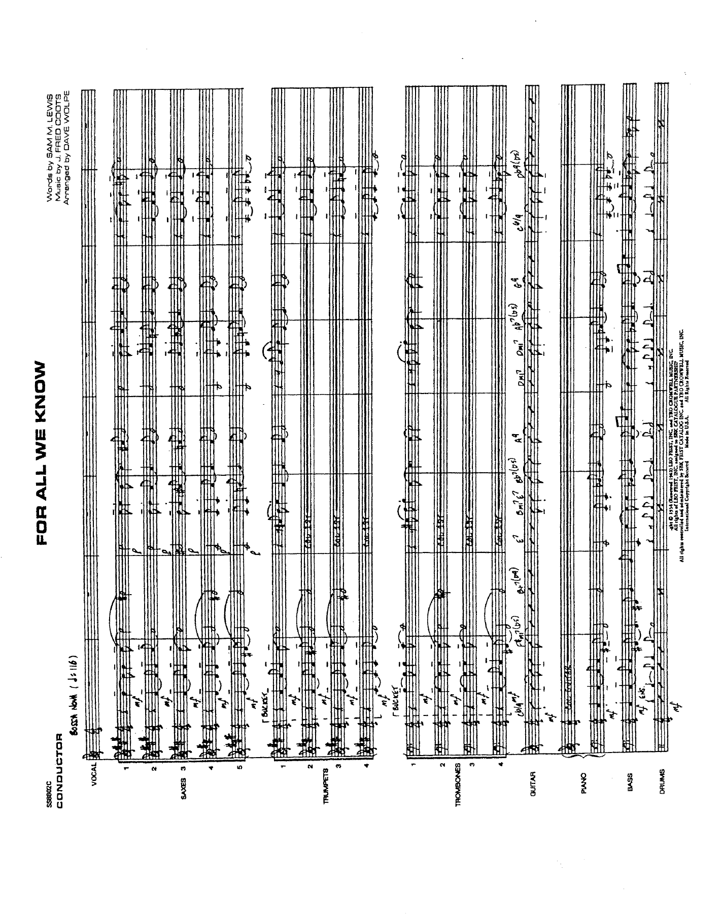 For All We Know — sheet music preview