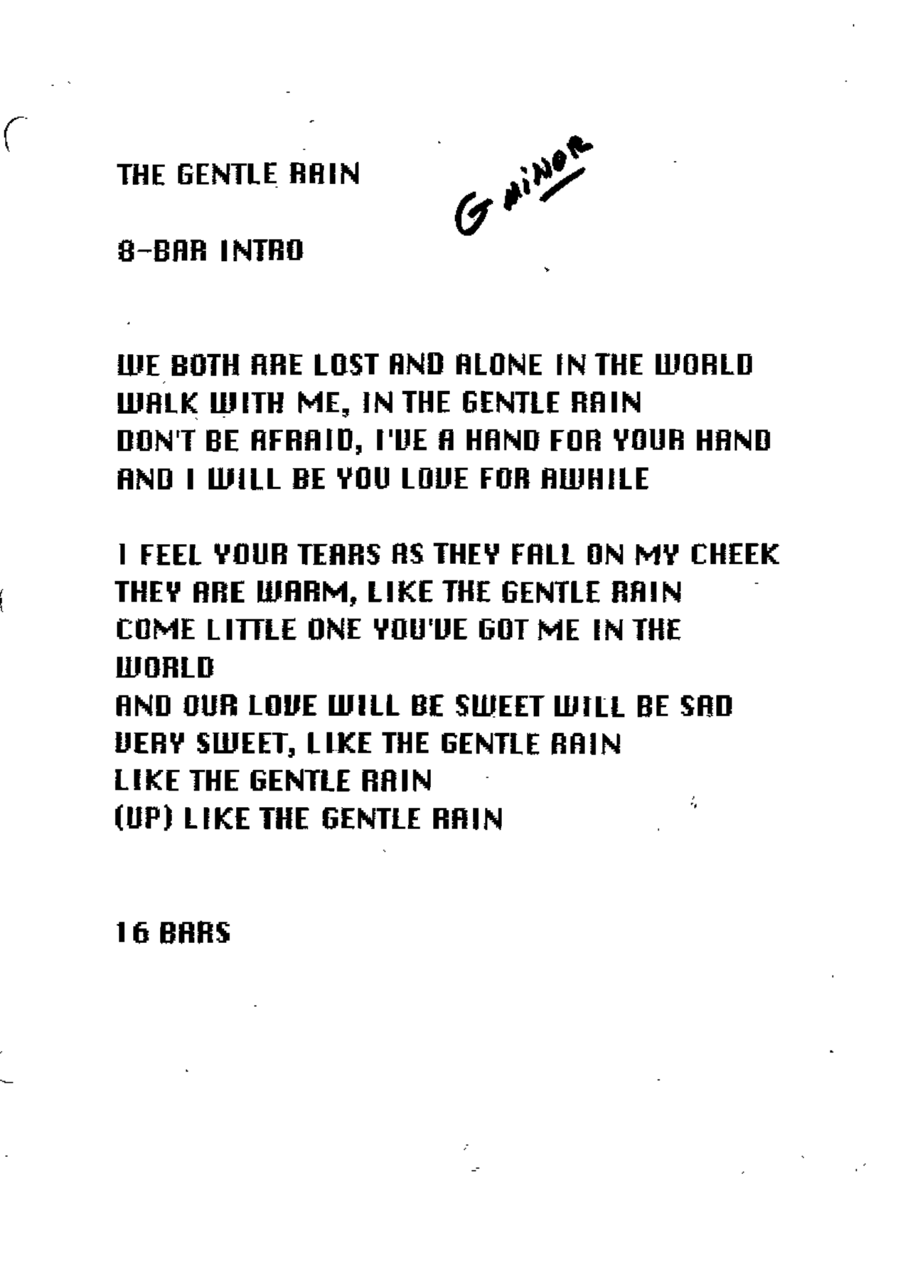 Gentle Rain — sheet music cover (first page)