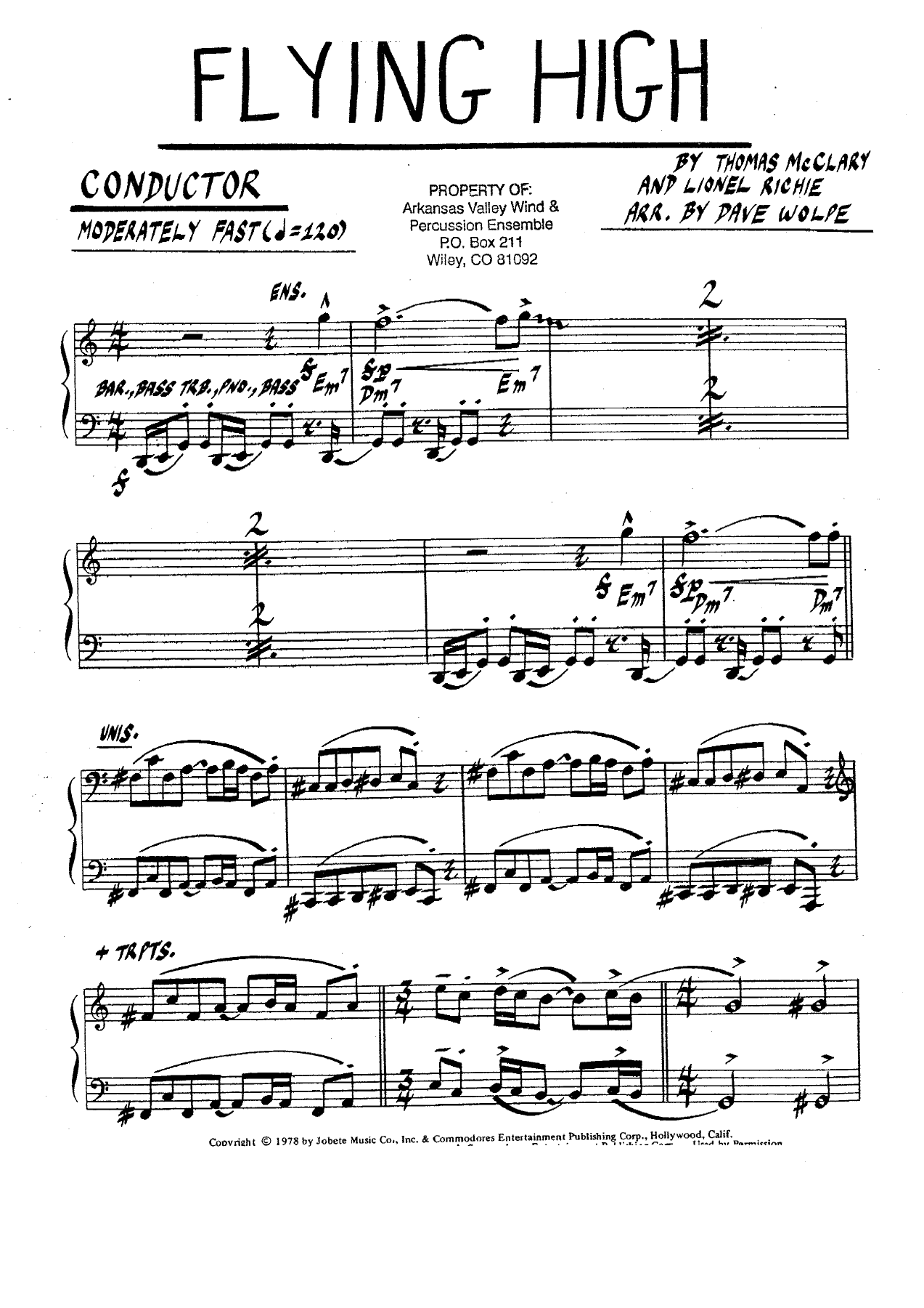 Flying High — sheet music cover (first page)