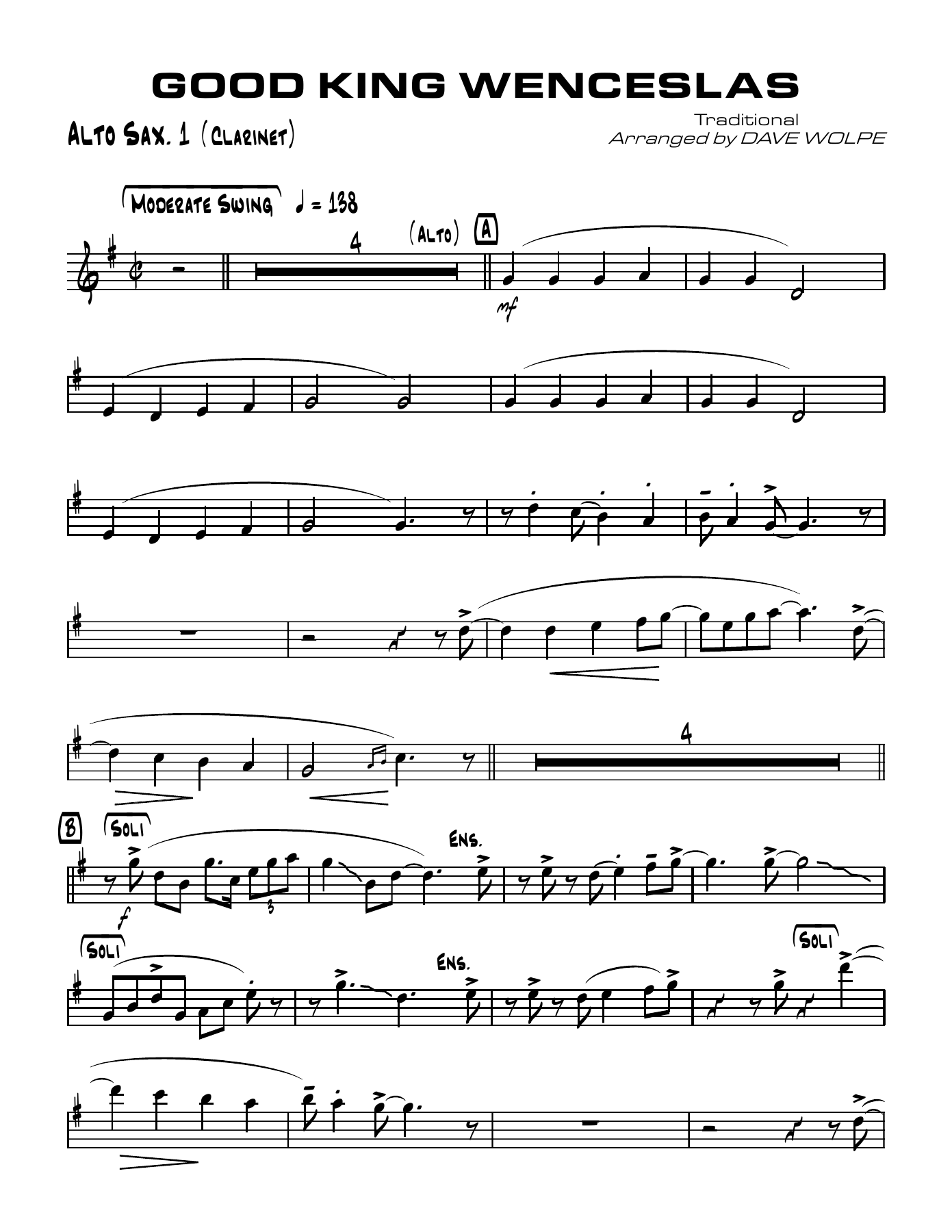 Good King Wenceslas — Big Band sheet music arranged by D.Wolpe | Jazz Standard