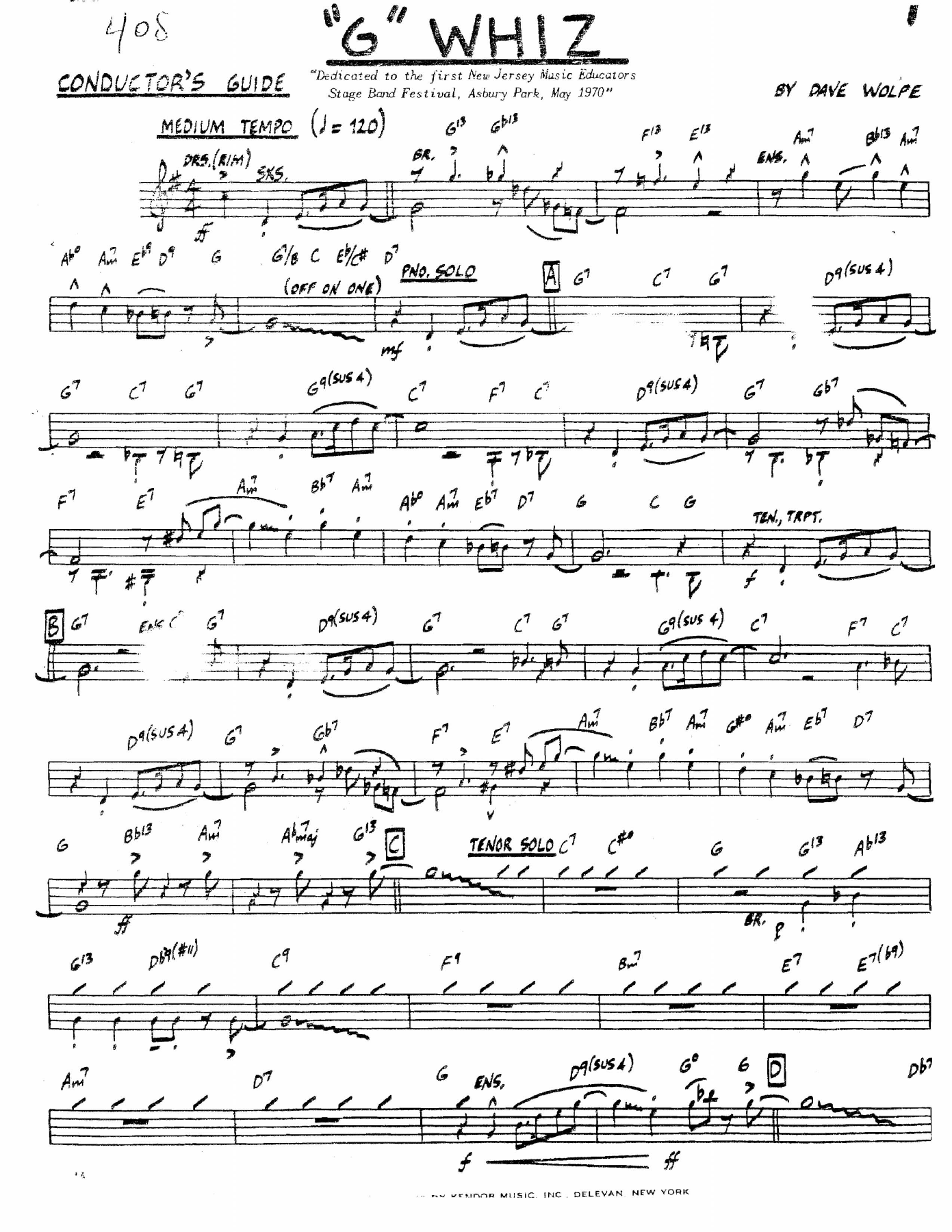 G Whiz — sheet music cover (first page)