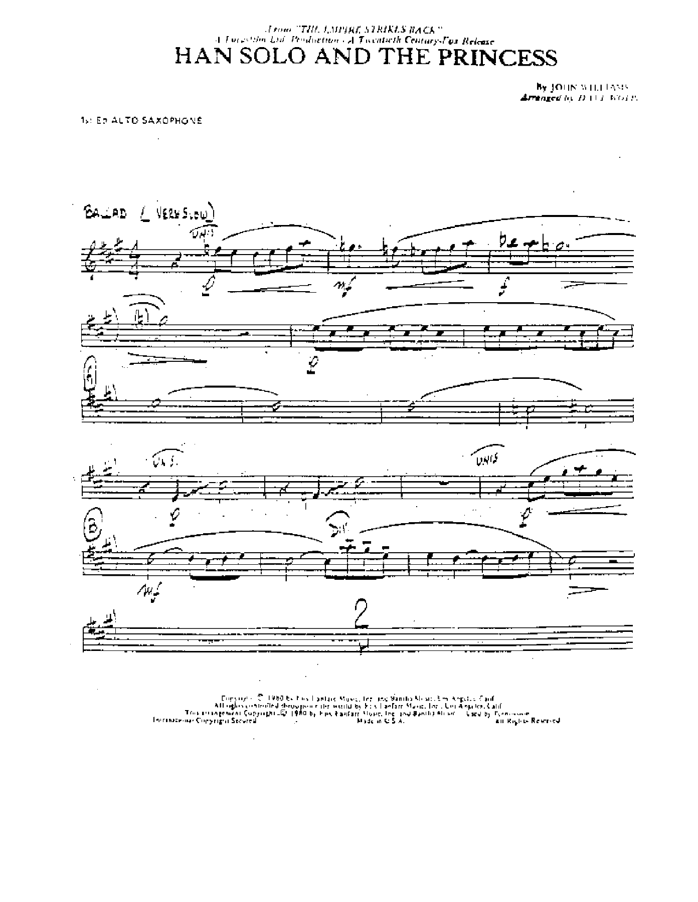 Han Solo And The Princess — Big Band sheet music arranged by D.Wolpe | Jazz Standard
