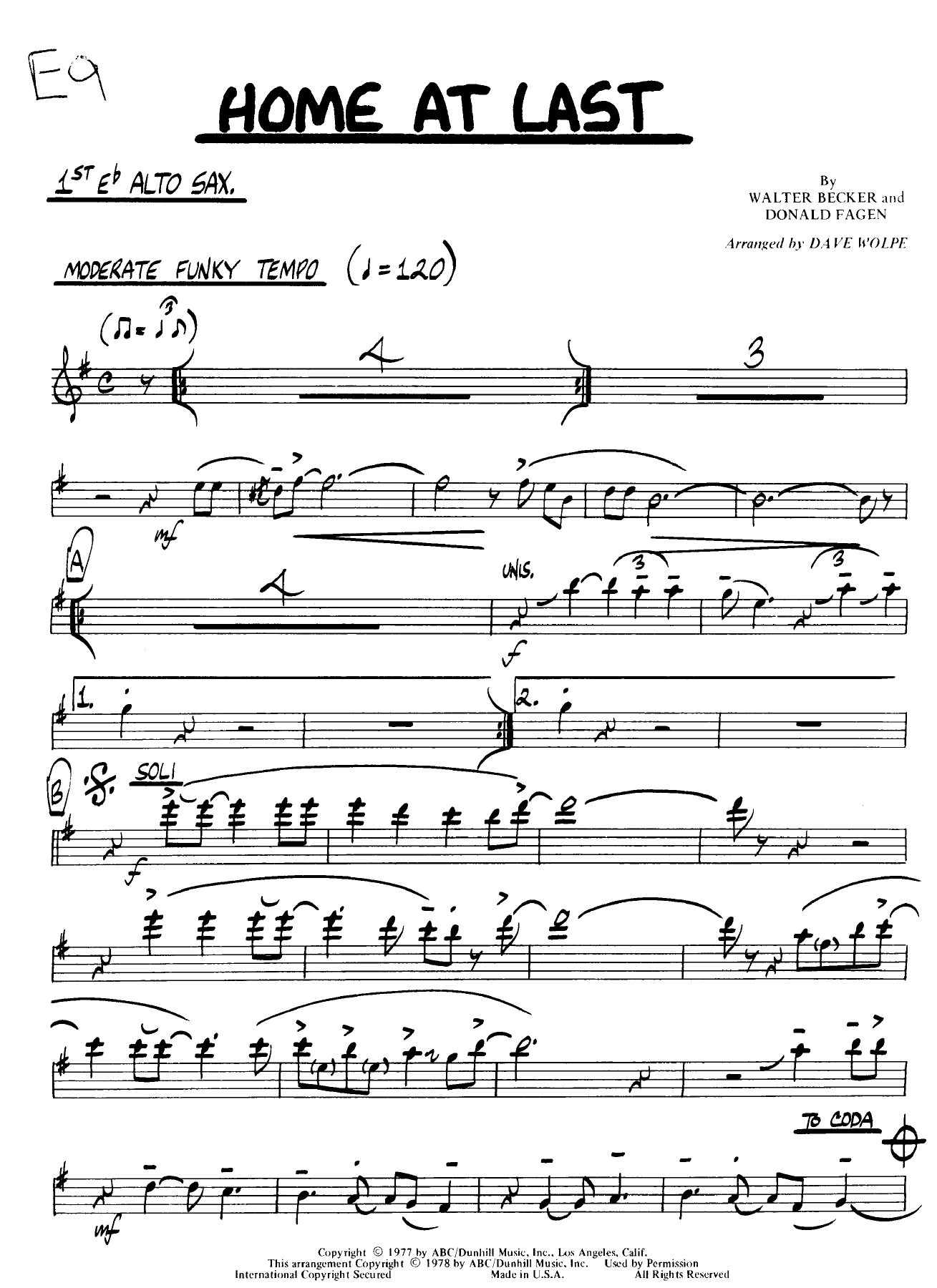 Home At Last — sheet music cover (first page)