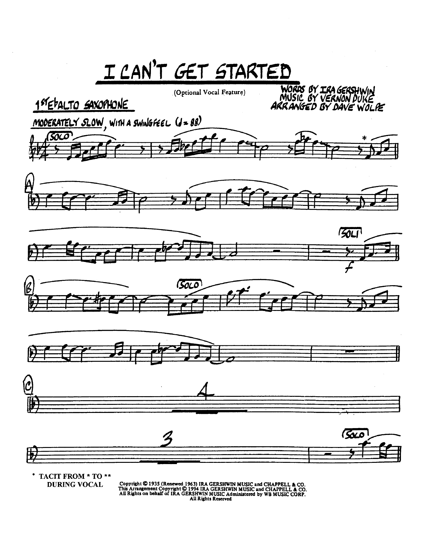 I Can't Get Started — sheet music cover (first page)