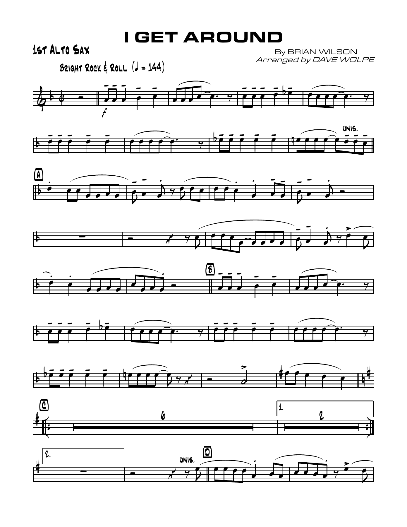 I Get Around (D.Wolpe) Rock & Roll — Big Band sheet music by Dave Wolpe | Jazz Standard