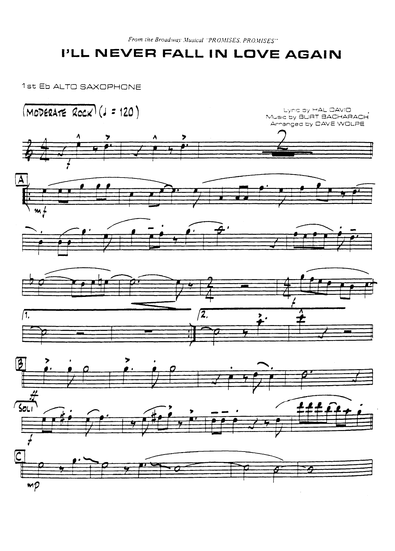 I'll Never Fall In Love Again — sheet music cover (first page)