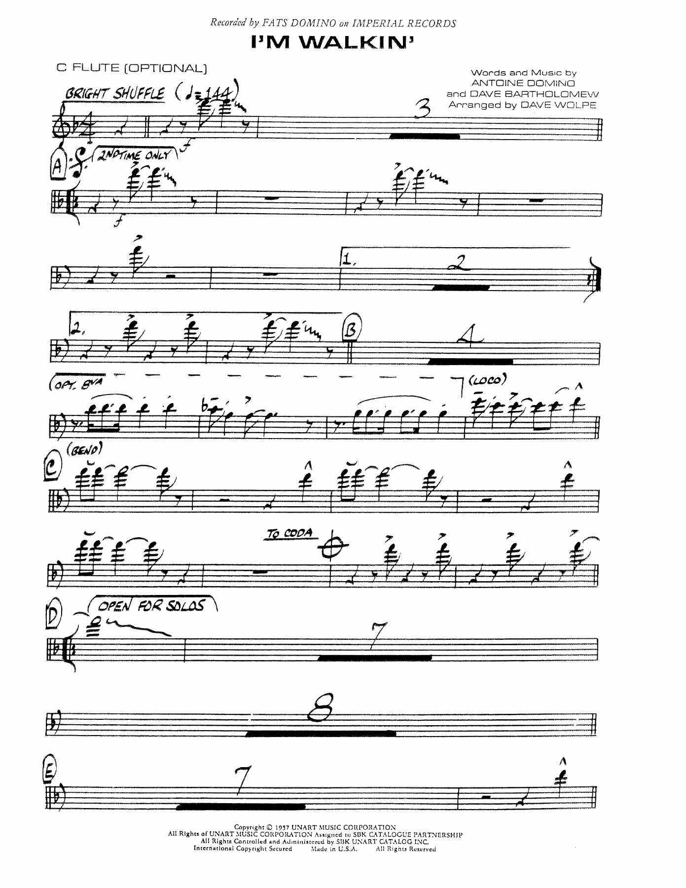I'm Walkin — sheet music cover (first page)