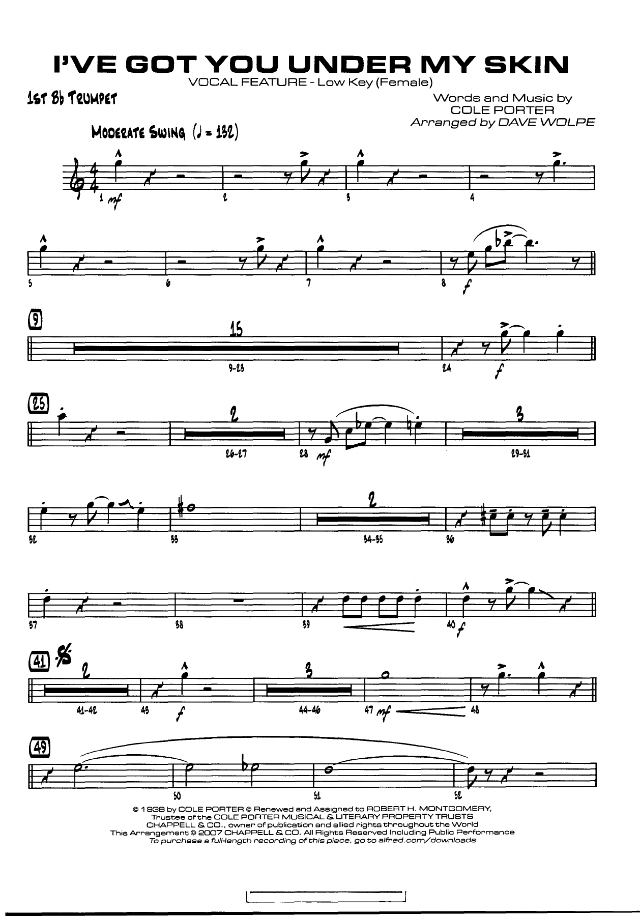 I've Got You Under My Skin — Big Band sheet music arranged by D.Wolpe | Jazz Standard