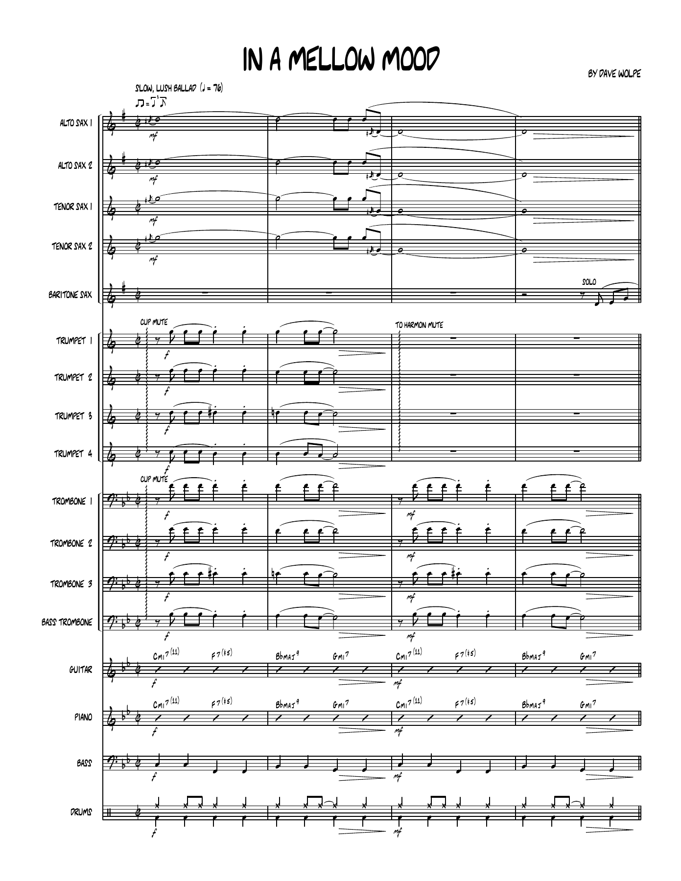 In A Mellow Mood — sheet music cover (first page)