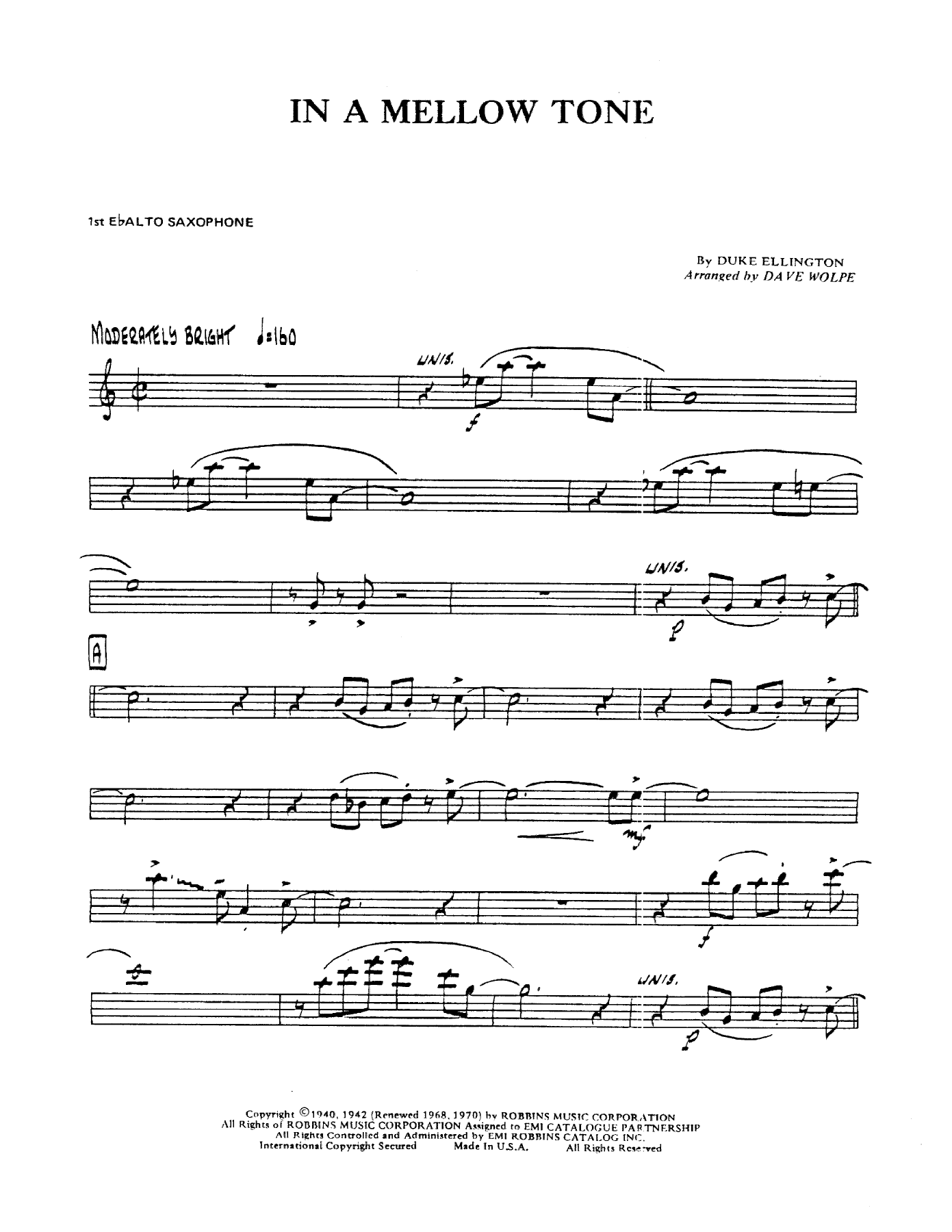 In a Mellow Tone — Big Band sheet music arranged by D.Wolpe | Jazz Standard