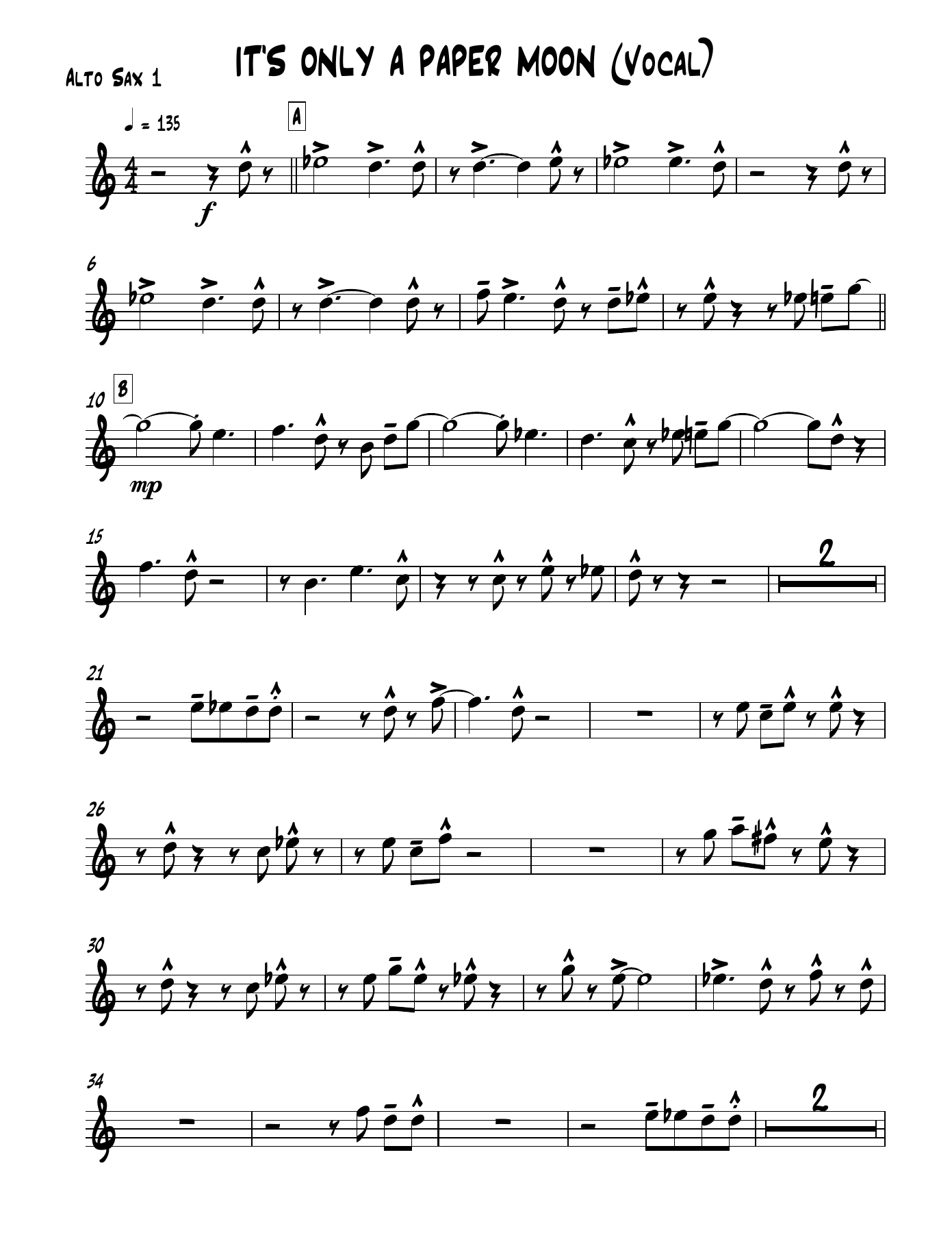 It's Only A Paper Moon — sheet music cover (first page)