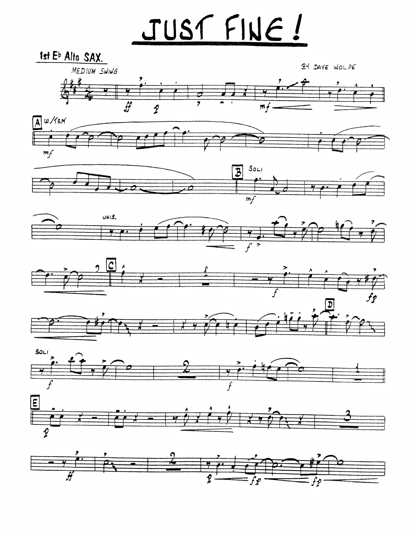 Just Fine — sheet music cover (first page)