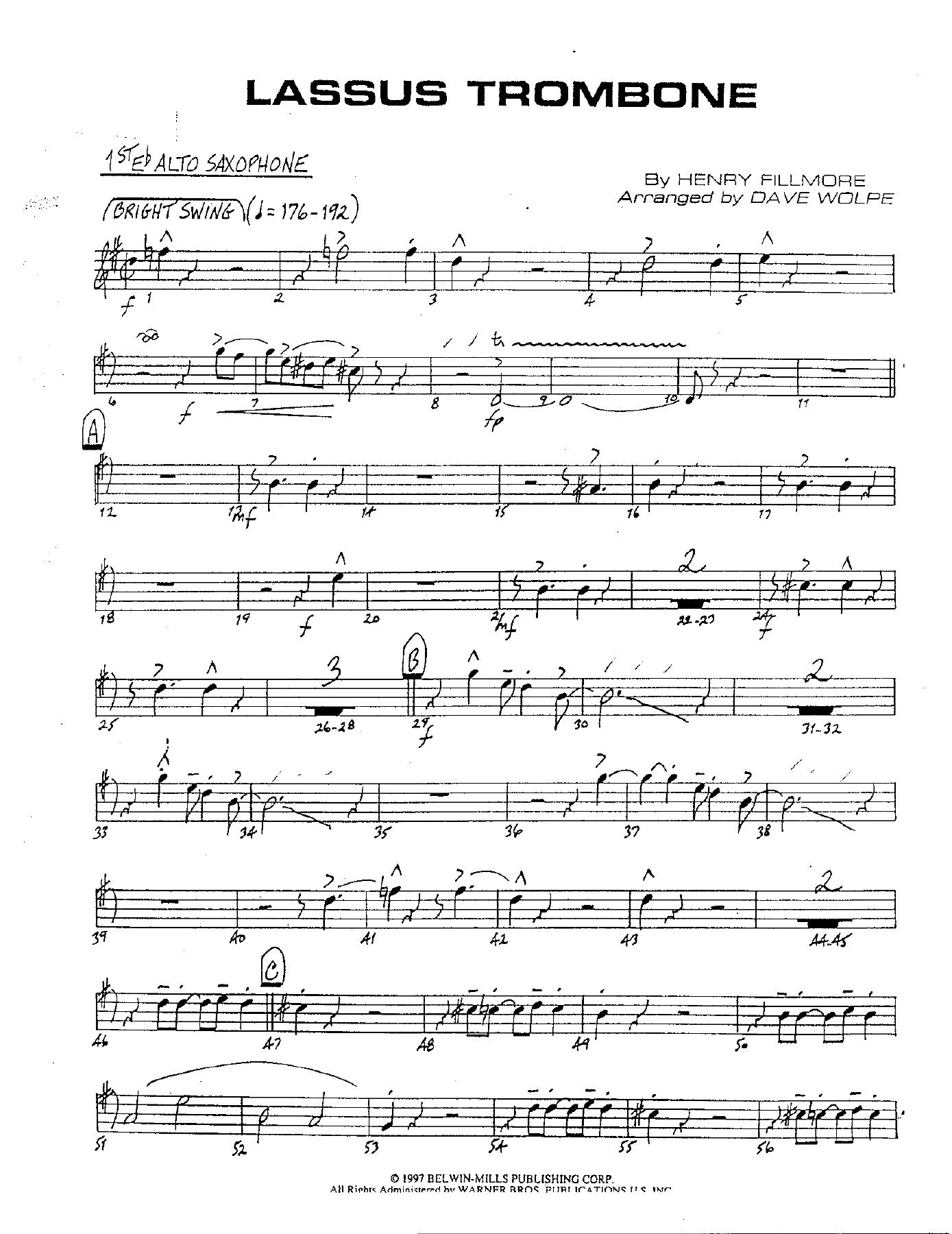 Lassus Trombone — sheet music cover (first page)