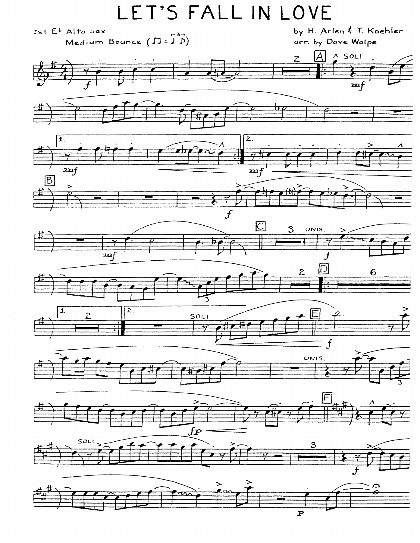 Let's Fall In Love — Big Band sheet music by D.Wolpe | Jazz Standard