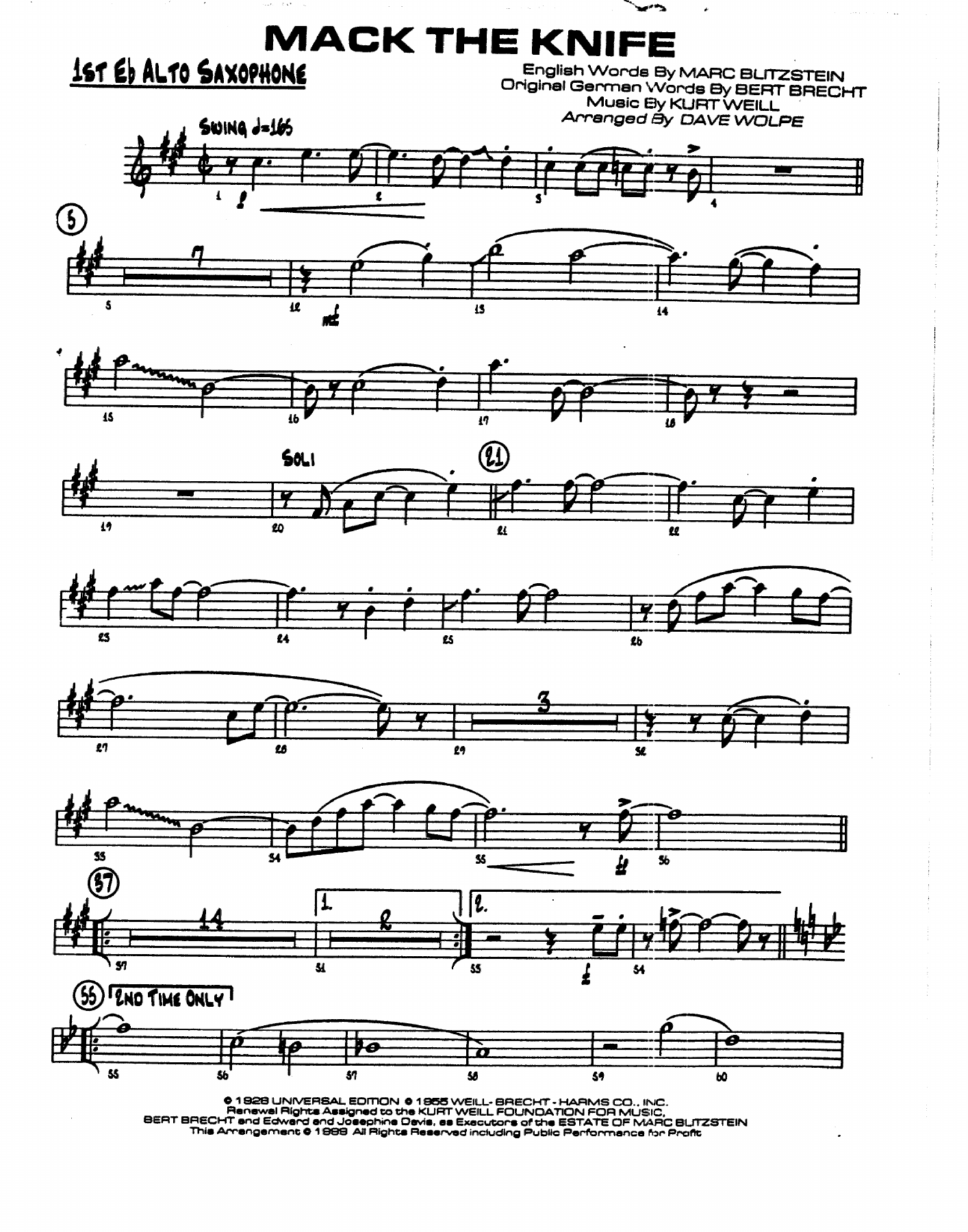 Mack The Knife (D.Wolpe) Instrum. — sheet music preview