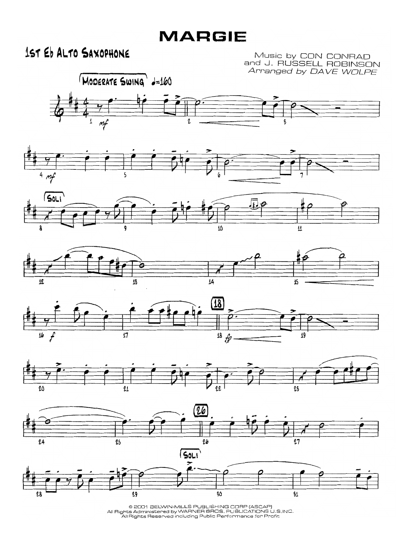 Margie — sheet music cover (first page)