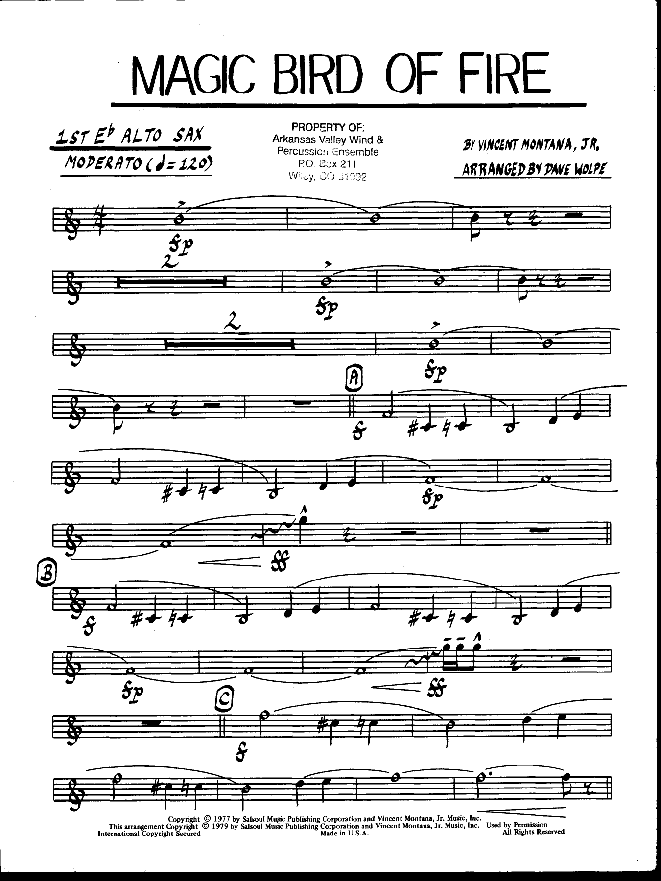 Magic Bird Of Fire — sheet music cover (first page)